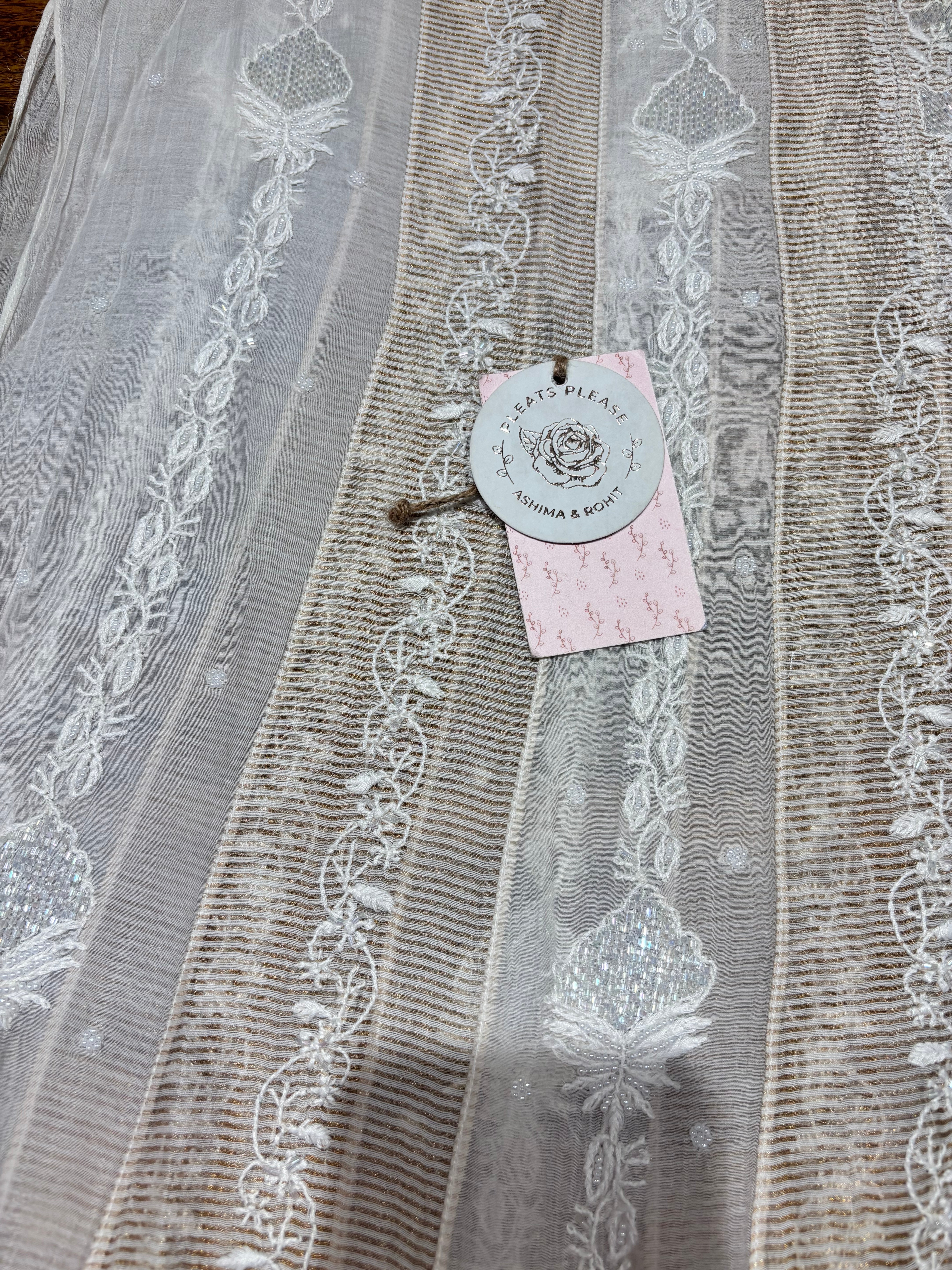 Dyeable Chanderi Silk Chikankari Anarkali & Dupatta Set
