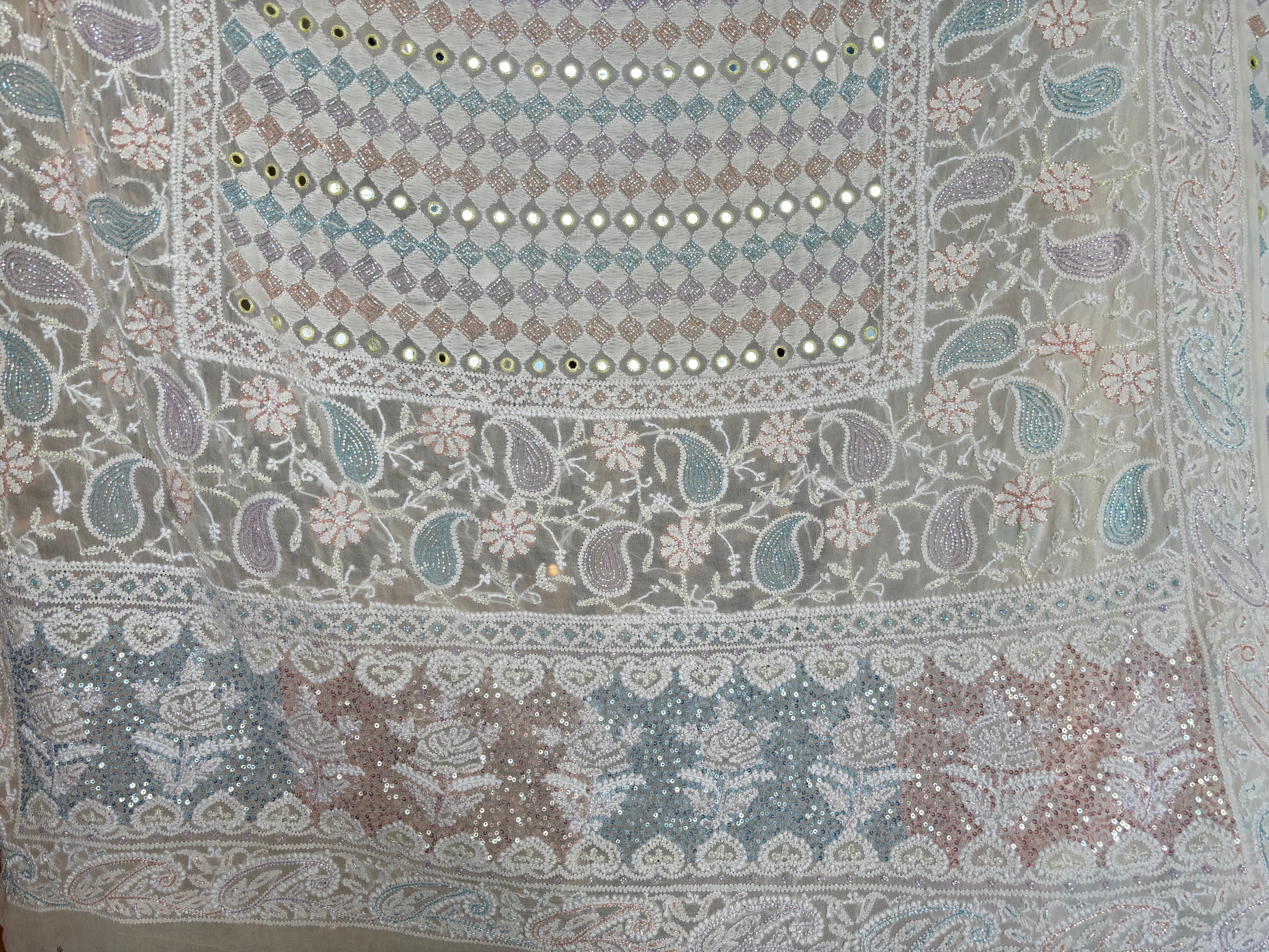 Dyeable Pure & Premium Georgette Chikankari Lehenga & Dupatta Set