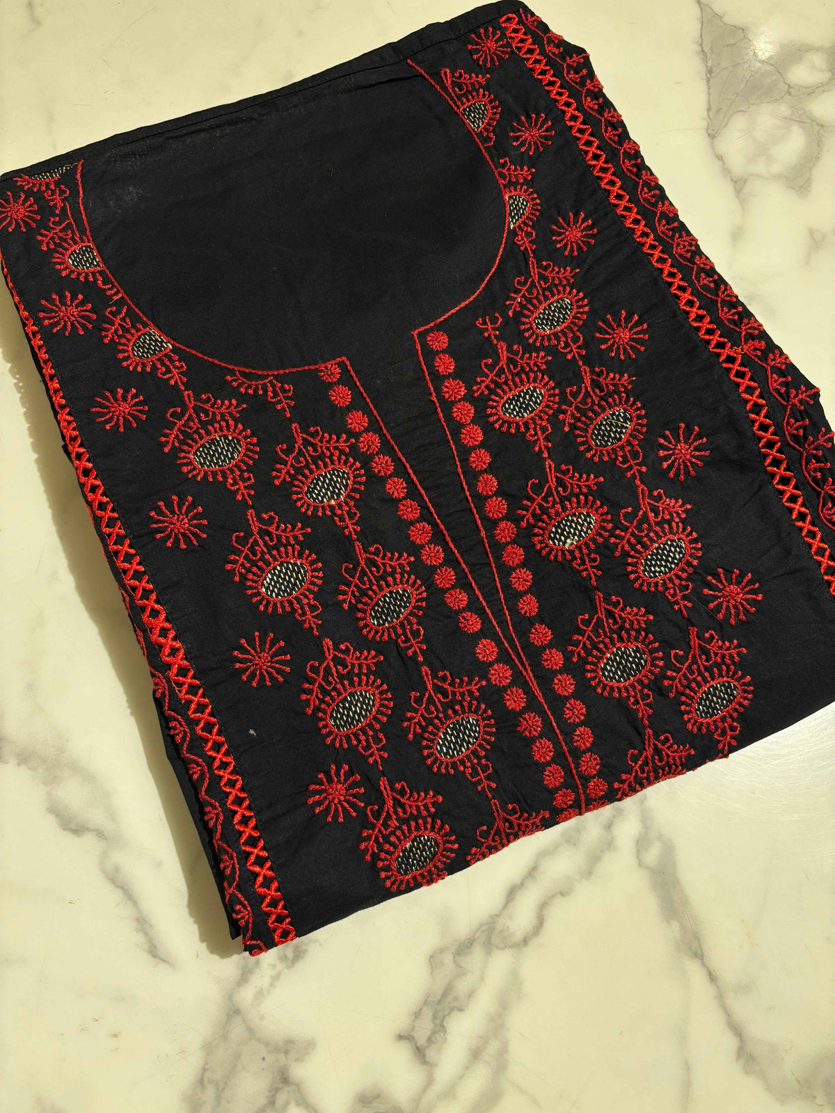 Black Cotton Chikankari Women Kurta