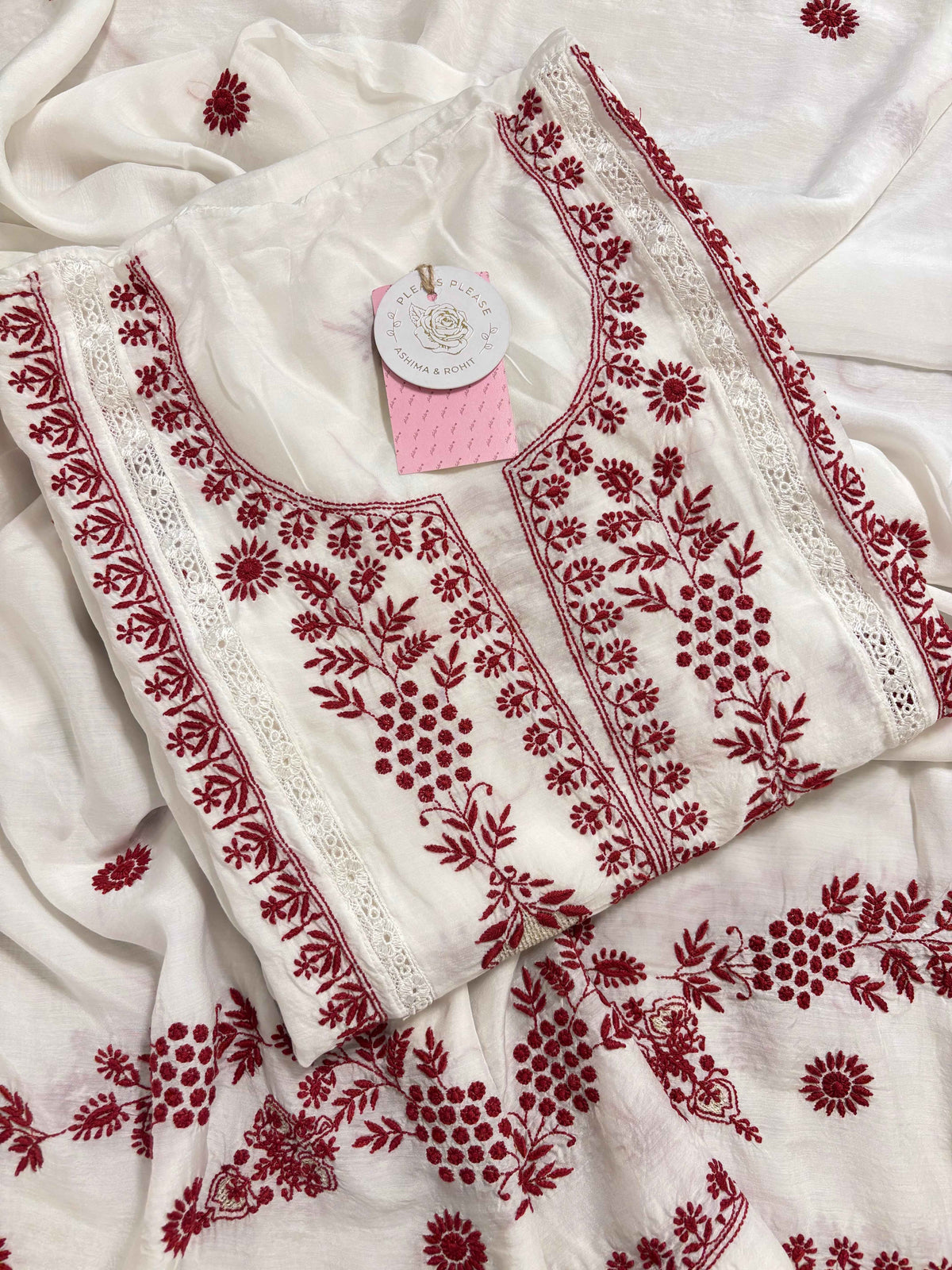 Dyeable Muslin Chikankari Kurta & Dupatta