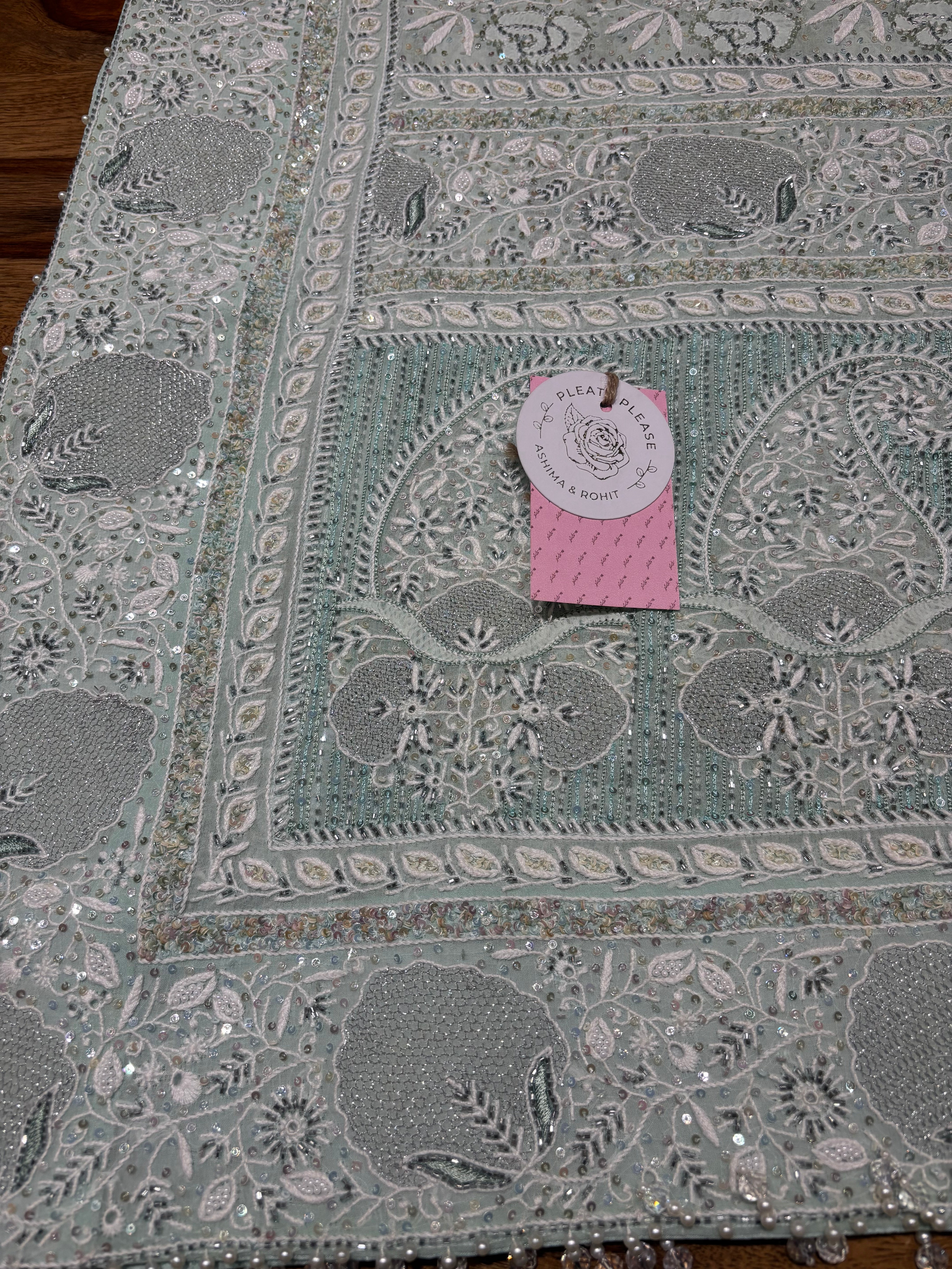 Sea Foam Pure and Premium Georgette Chikankari Kurta and Dupatta Set