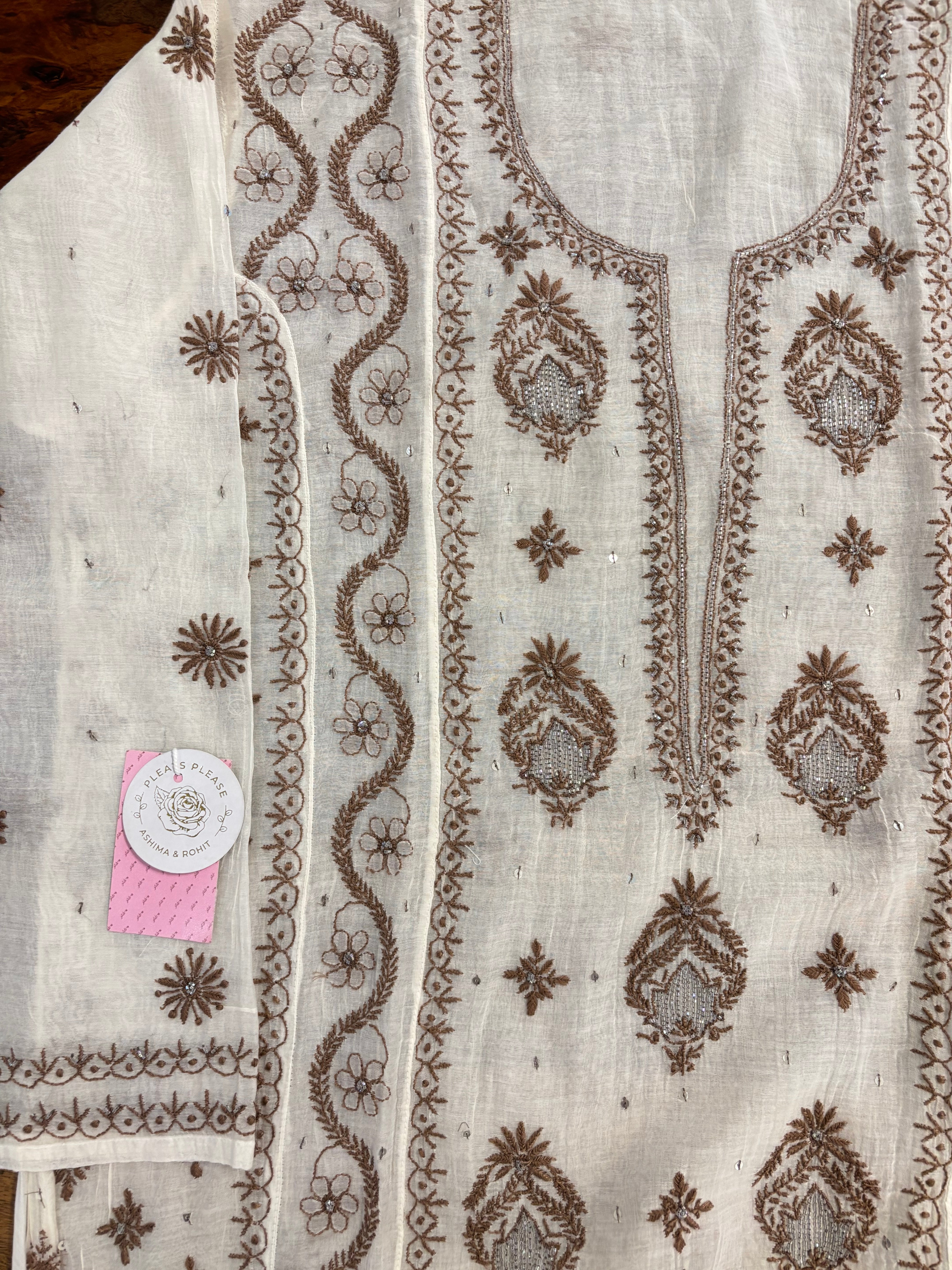 Dyeable Chanderi Chikankari Kurta & Dupatta
