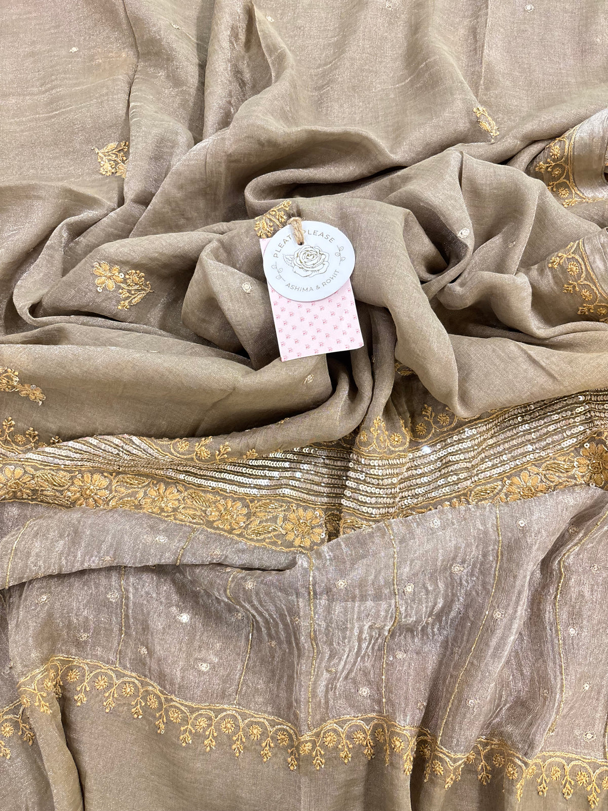 Ash Grey Pure & Premium Tissue Chikankari Anarkali & Dupatta