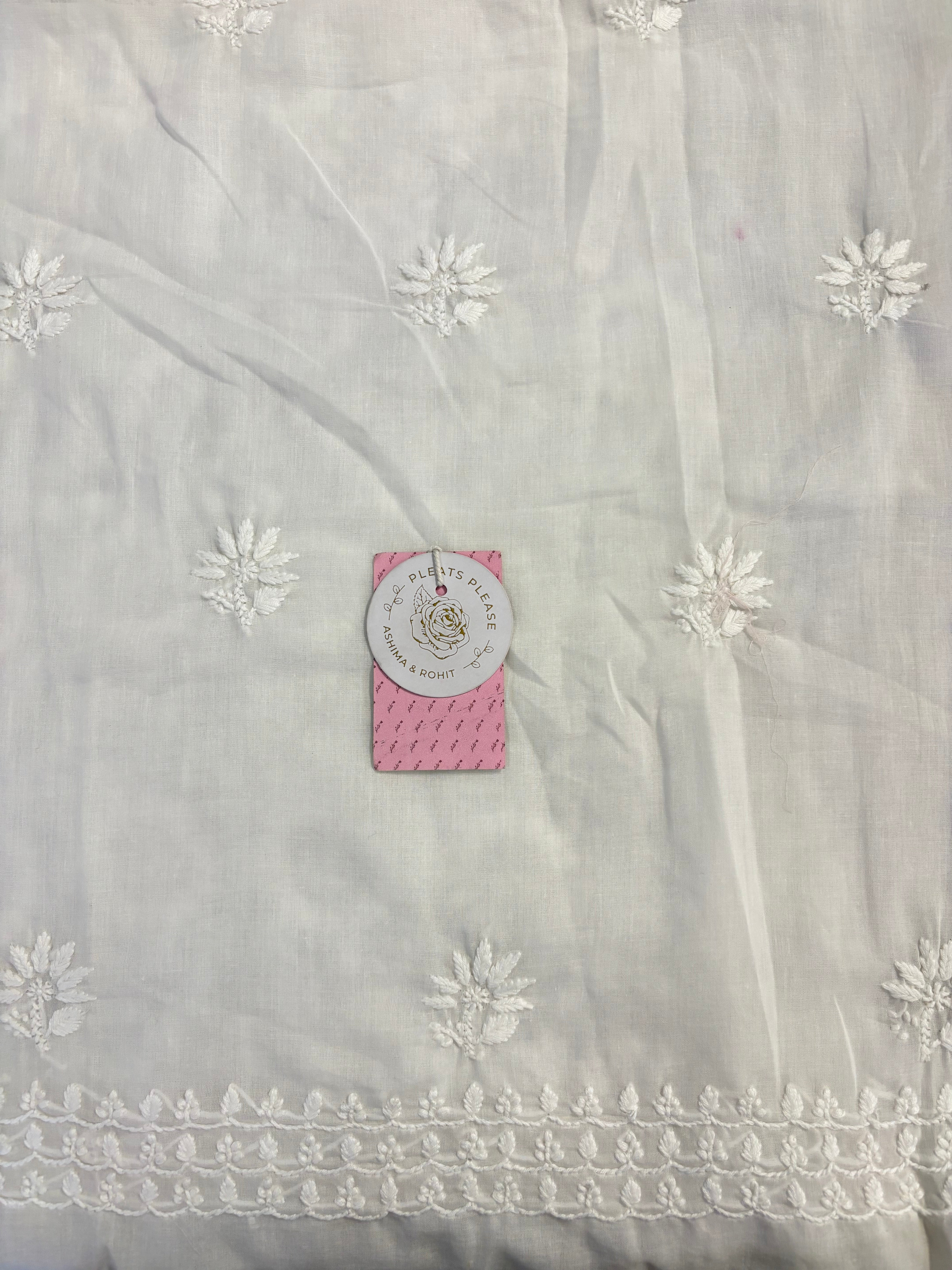 White Cotton Chikankari Kurta, Dupatta With Bottom