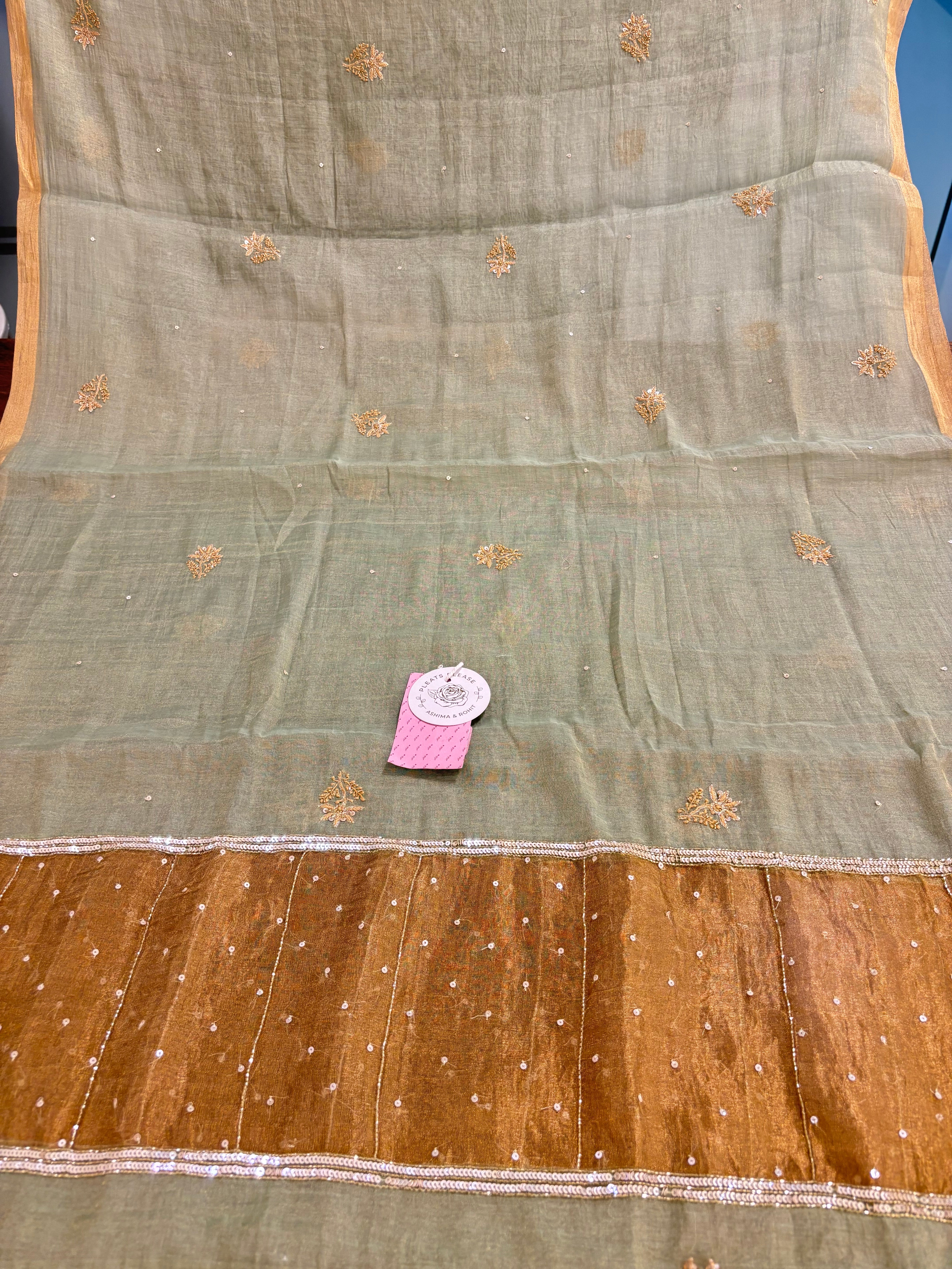 Pistachio Green Pure & Premium Tissue Chikankari Kurta & Dupatta