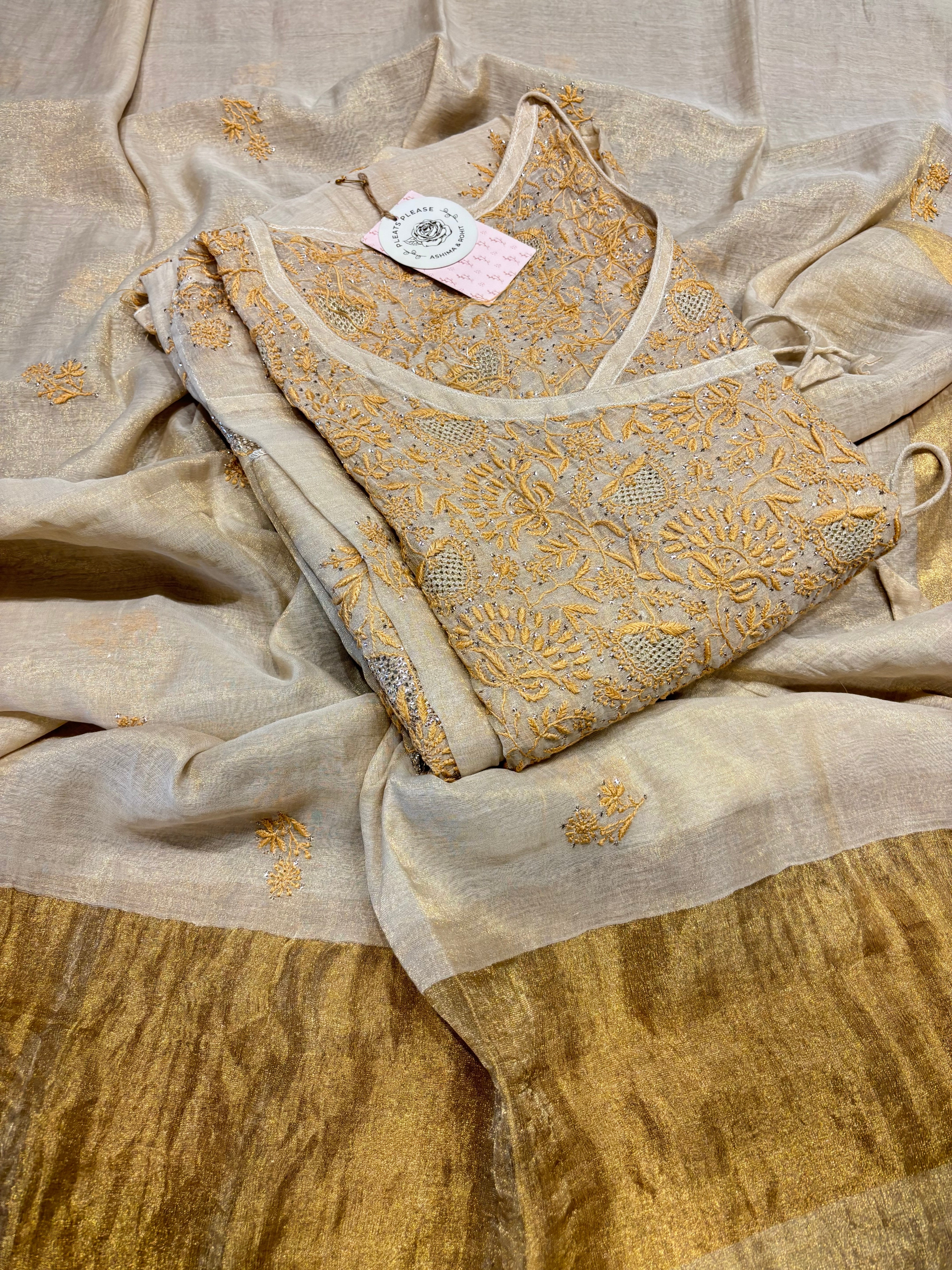 Dyeable Pure And Premium Tissue Angrakha Kurta And Dupatta Set