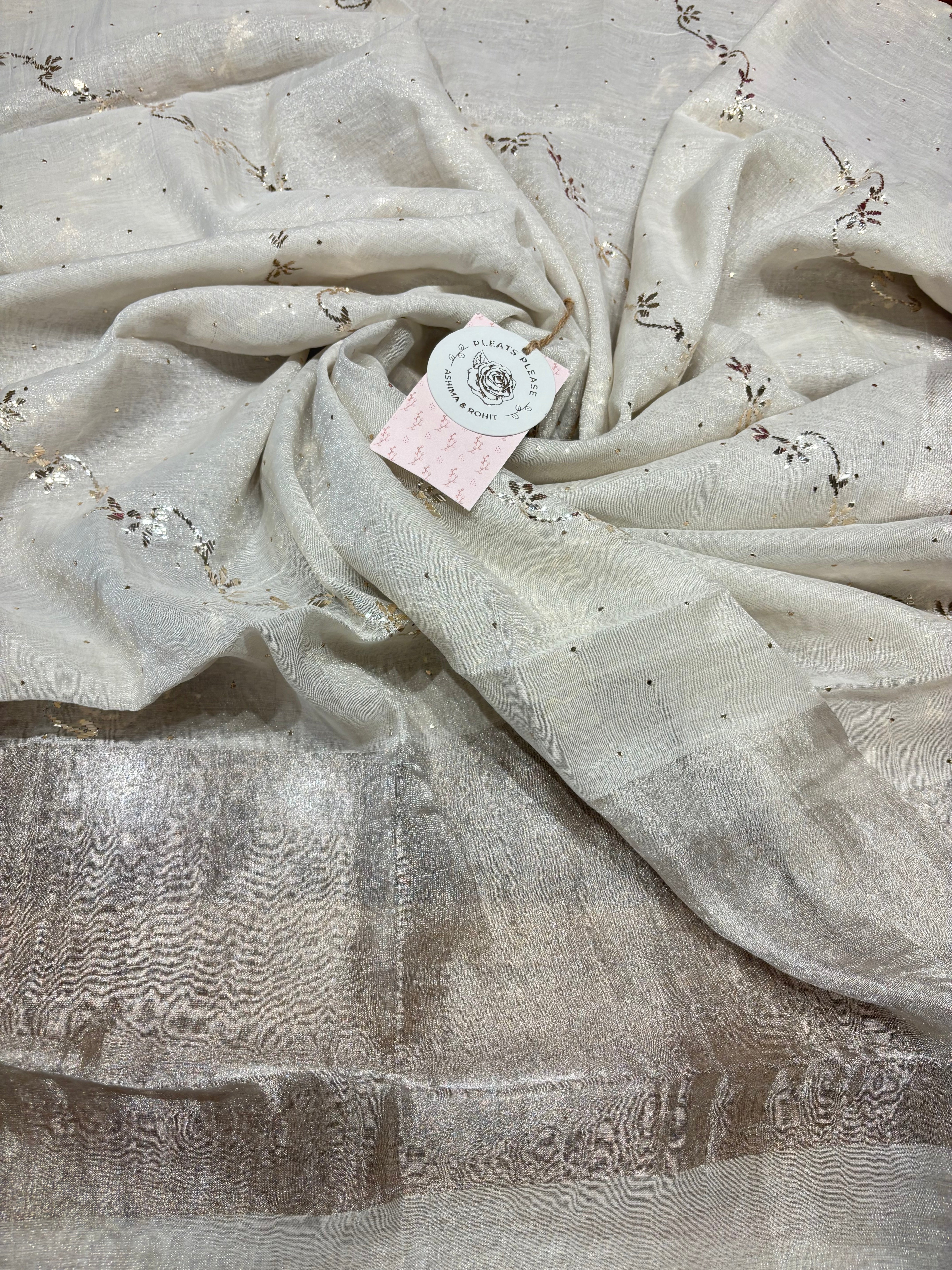 Silver Pure And Premium Tissue Mukaish Dupatta