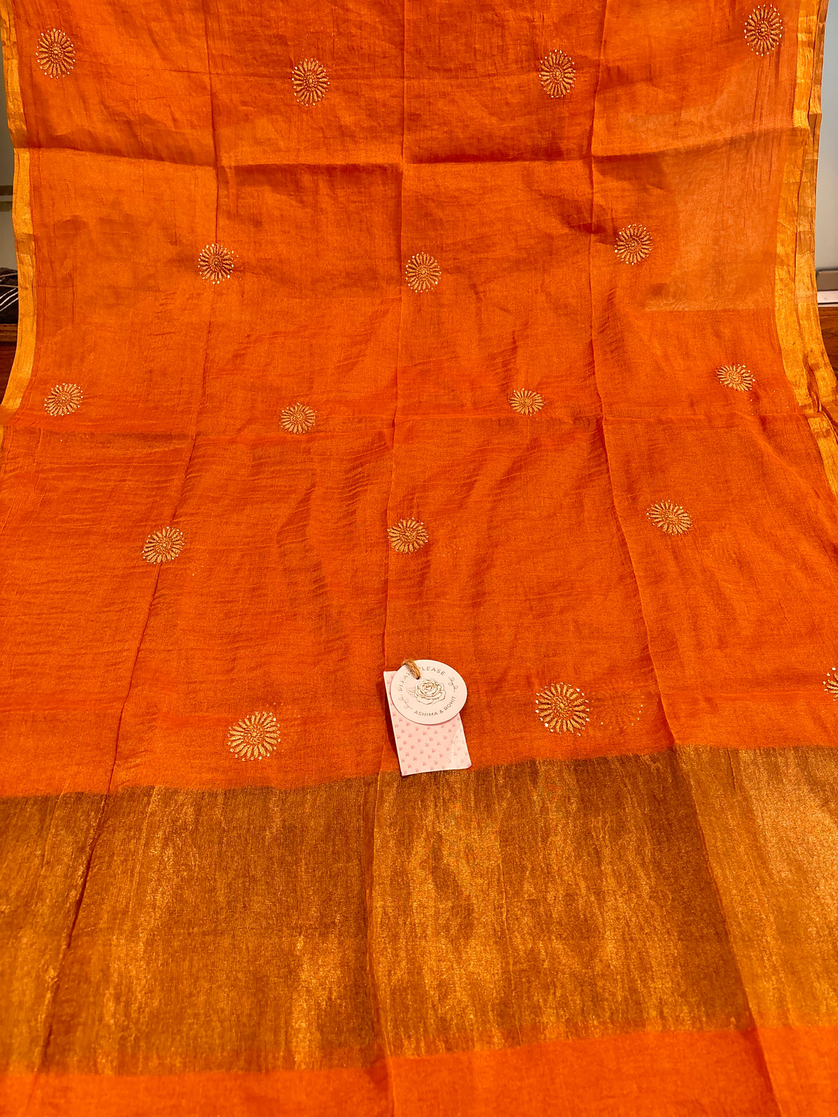 Burnt Orange Pure & Premium Tissue Chikankari Mukaish Bajirao Anarkali & Dupatta
