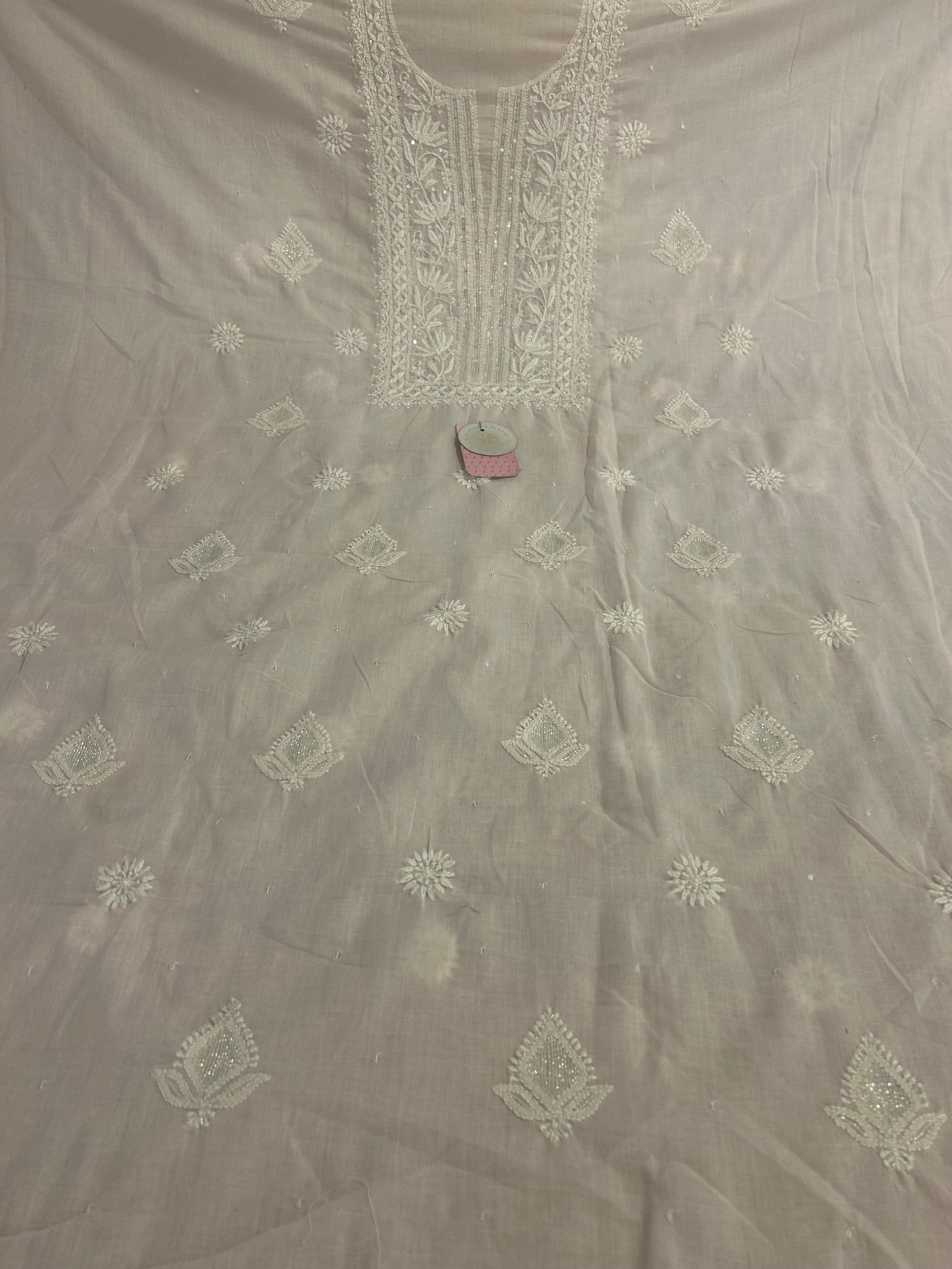Powder Pink Mulmul Chikankari Kurta