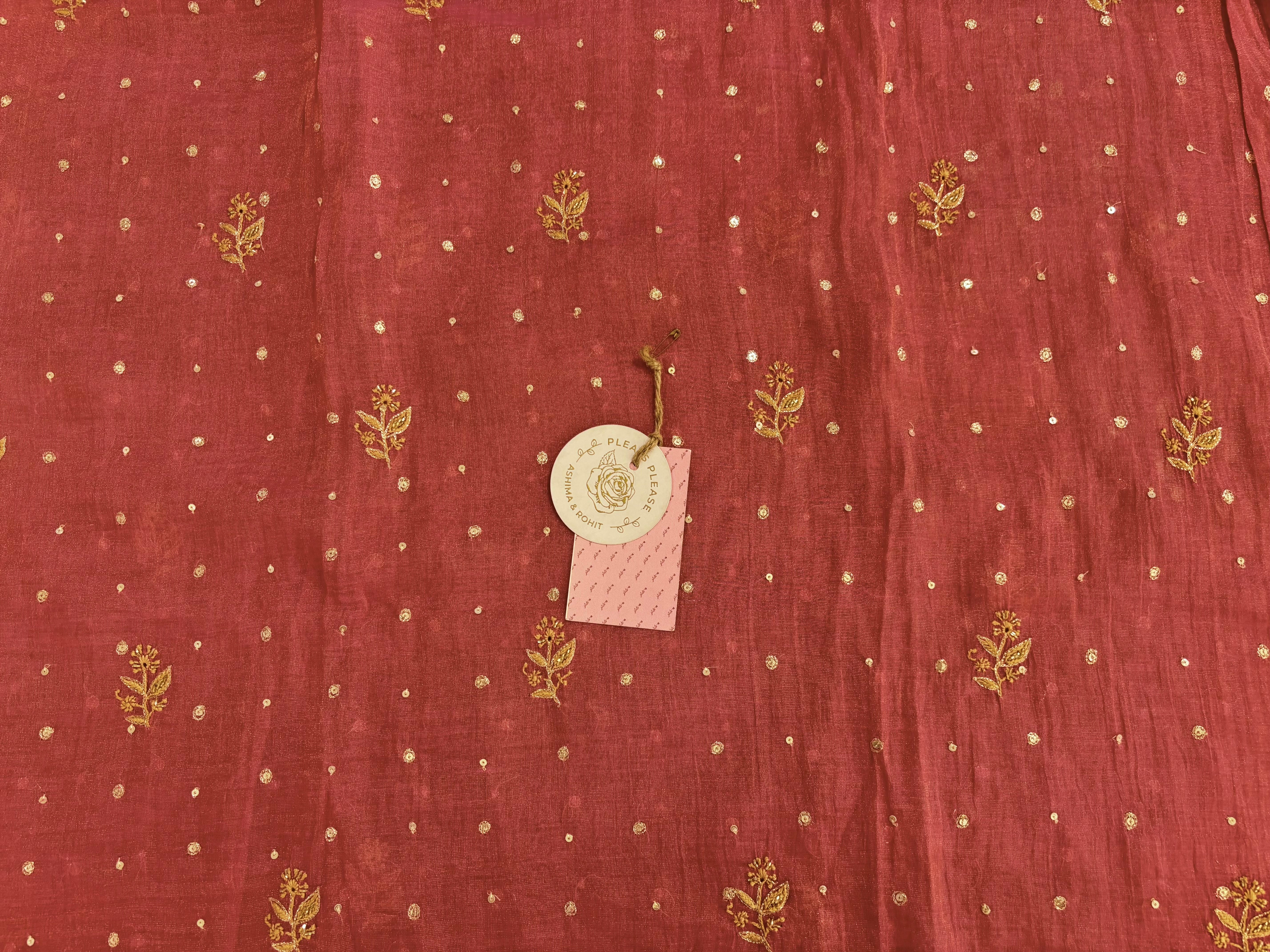 Rose Pink Pure & Premium Tissue Chikankari Kurta & Dupatta