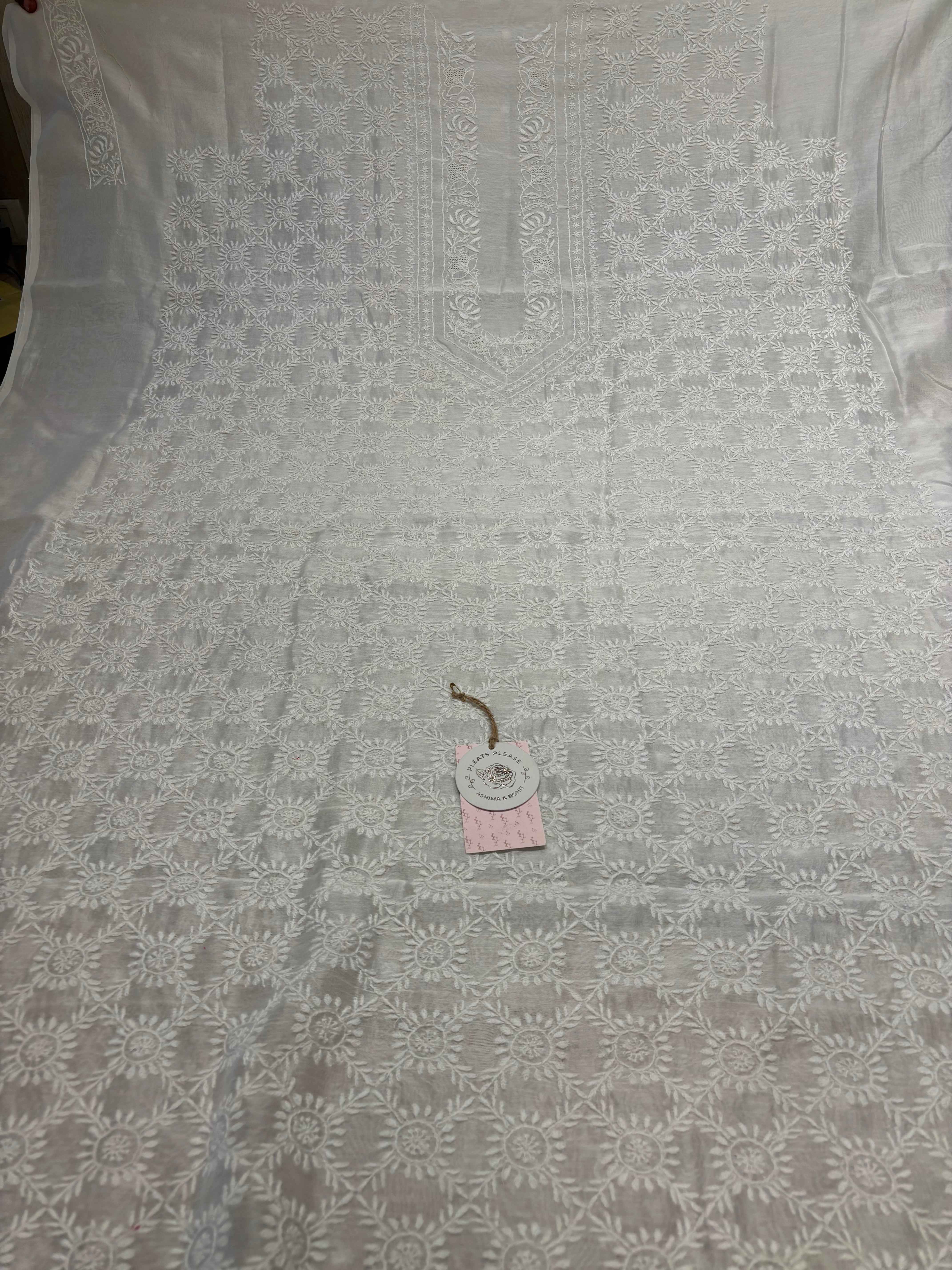 Dyeable Chanderi Silk Chikankari Men’s kurta - Pleats PleaseChikankari