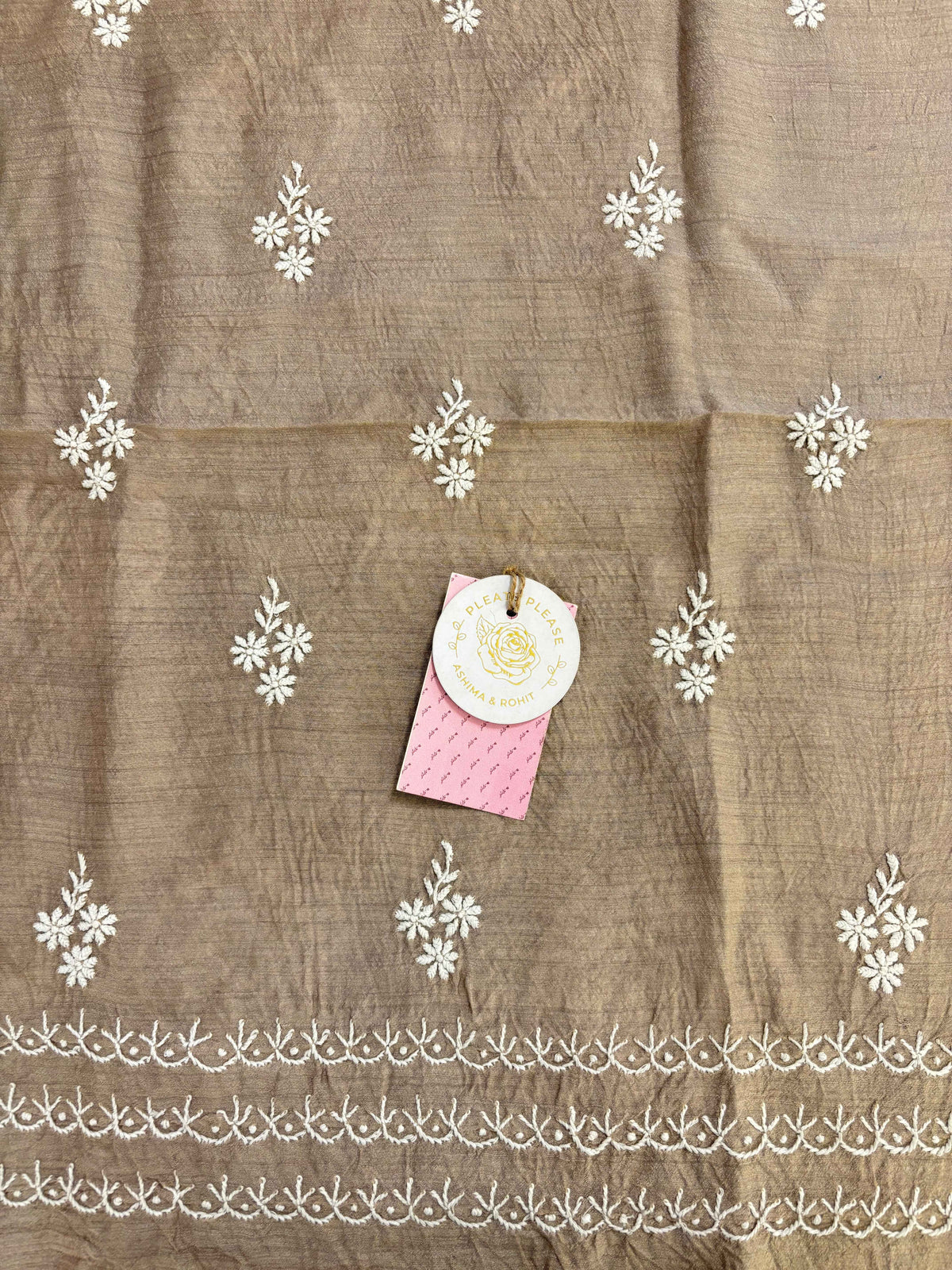 Hazelnut Brown Monga Silk Chikankari Kurta & Dupatta