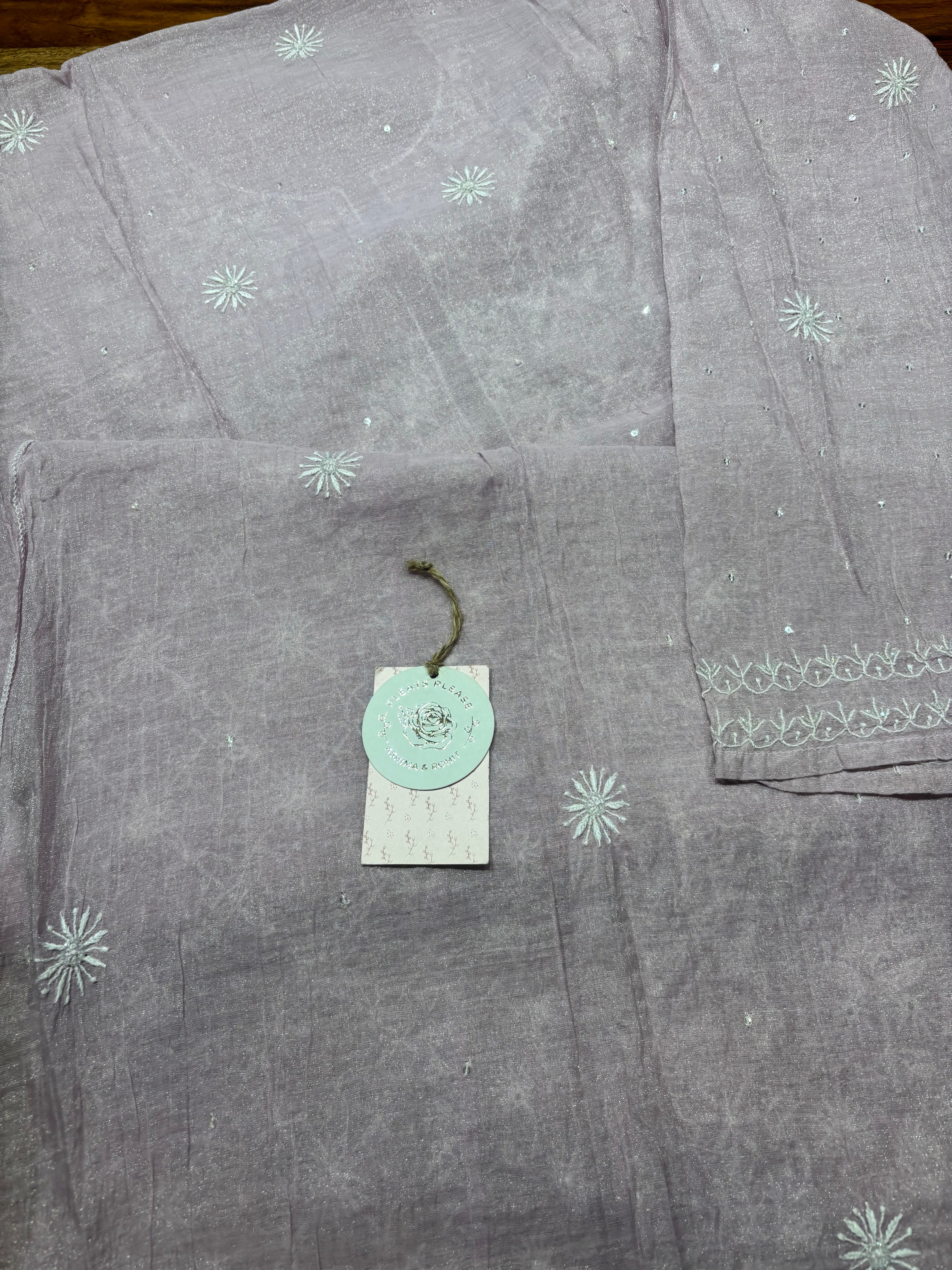 Lilac Tissue Chikankari Kalidar kurta and Dupatta set
