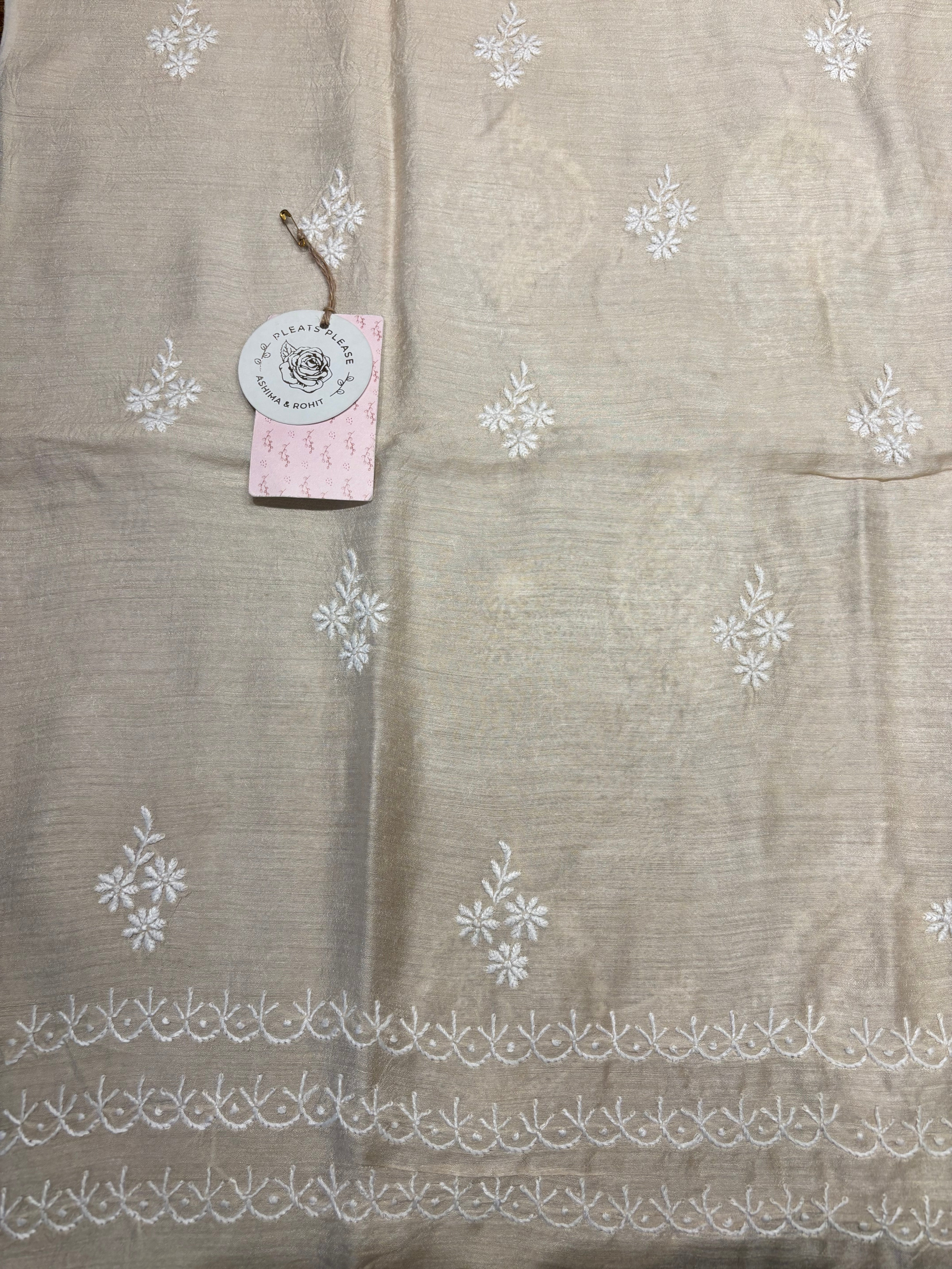 Natural Silk Chikankari Kurta and Dupatta Fabric