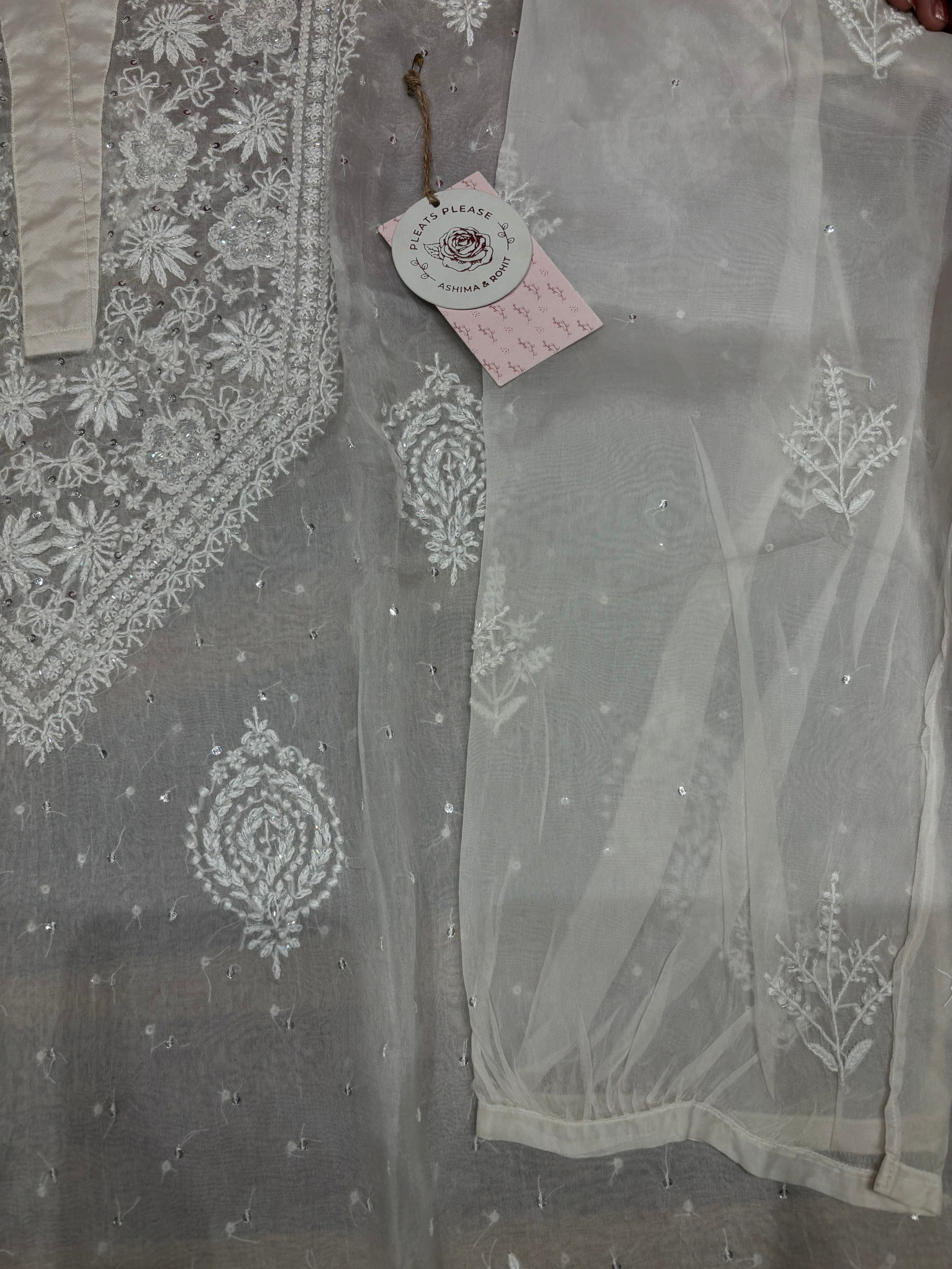 Dyeable Chikankari Organza Co-ord set