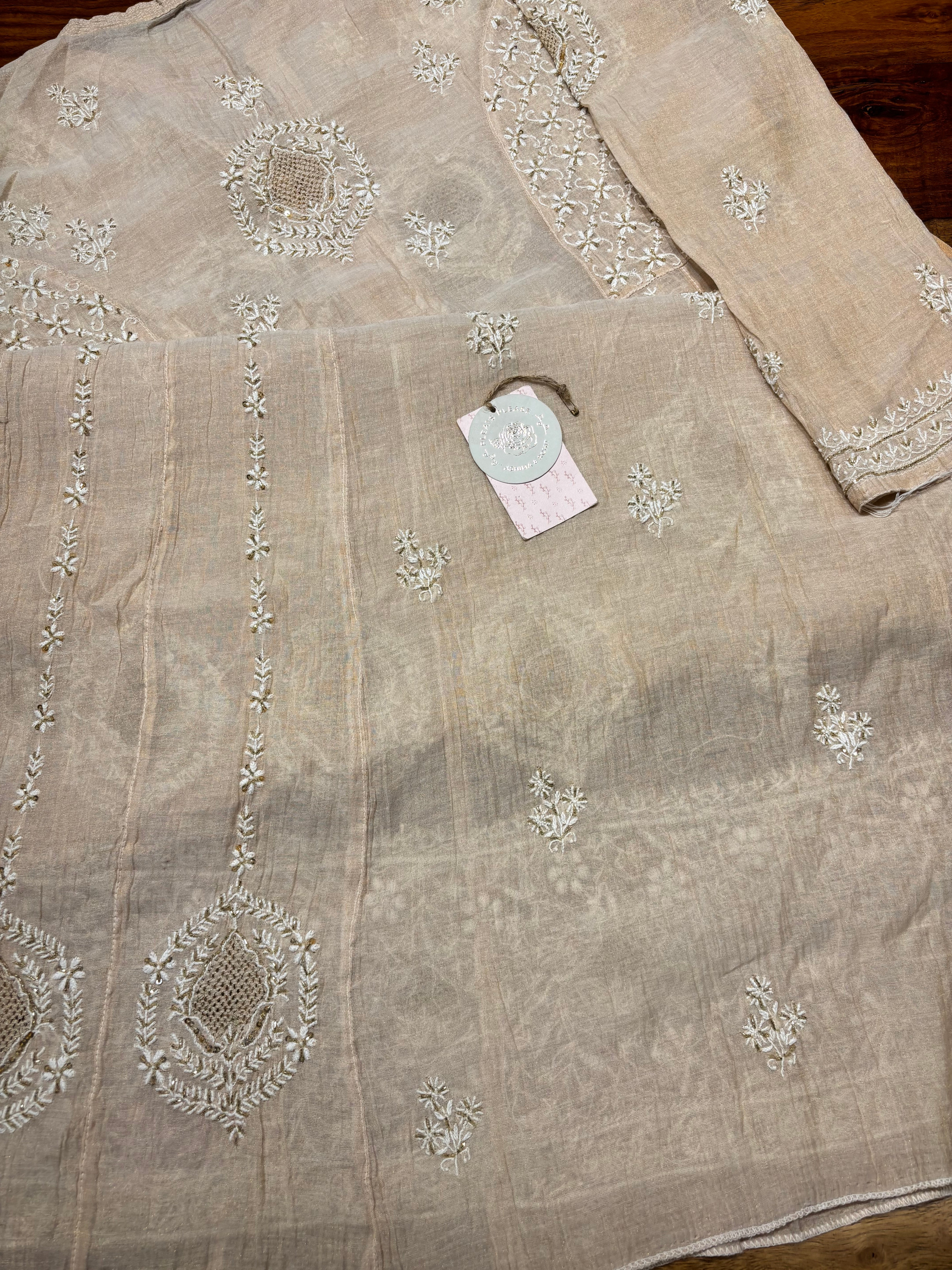 Dyeable Pure & Premium Tissue Chikankari Anarkali & Dupatta Set