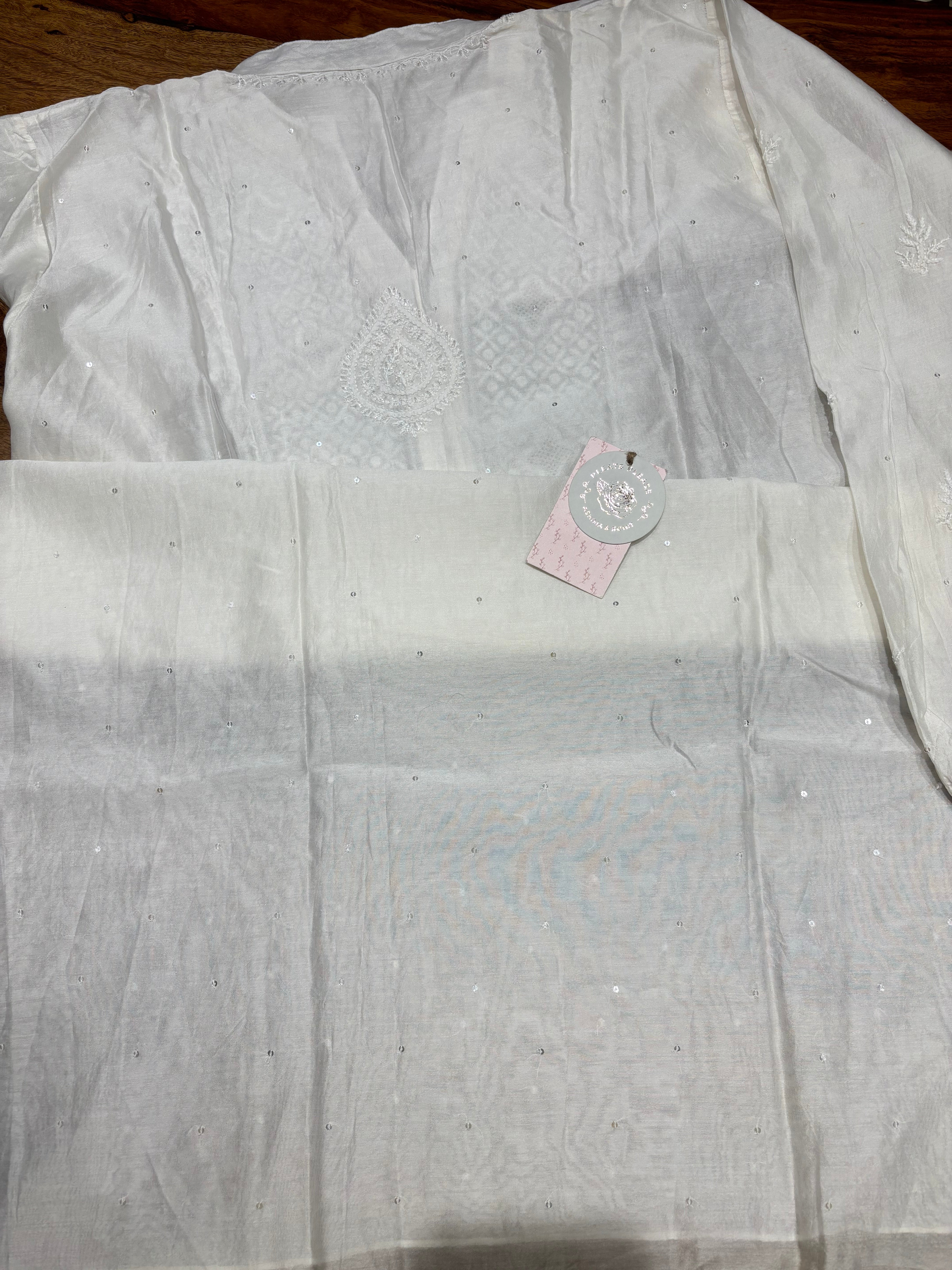 Dyeable Chanderi Silk Chikankari Co-ord Set