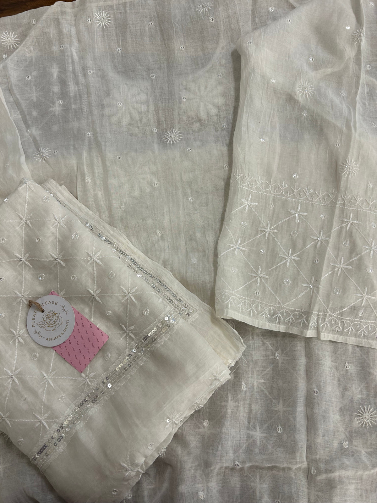 Dyeable Chanderi Mul Chikankari Kurta & Dupatta