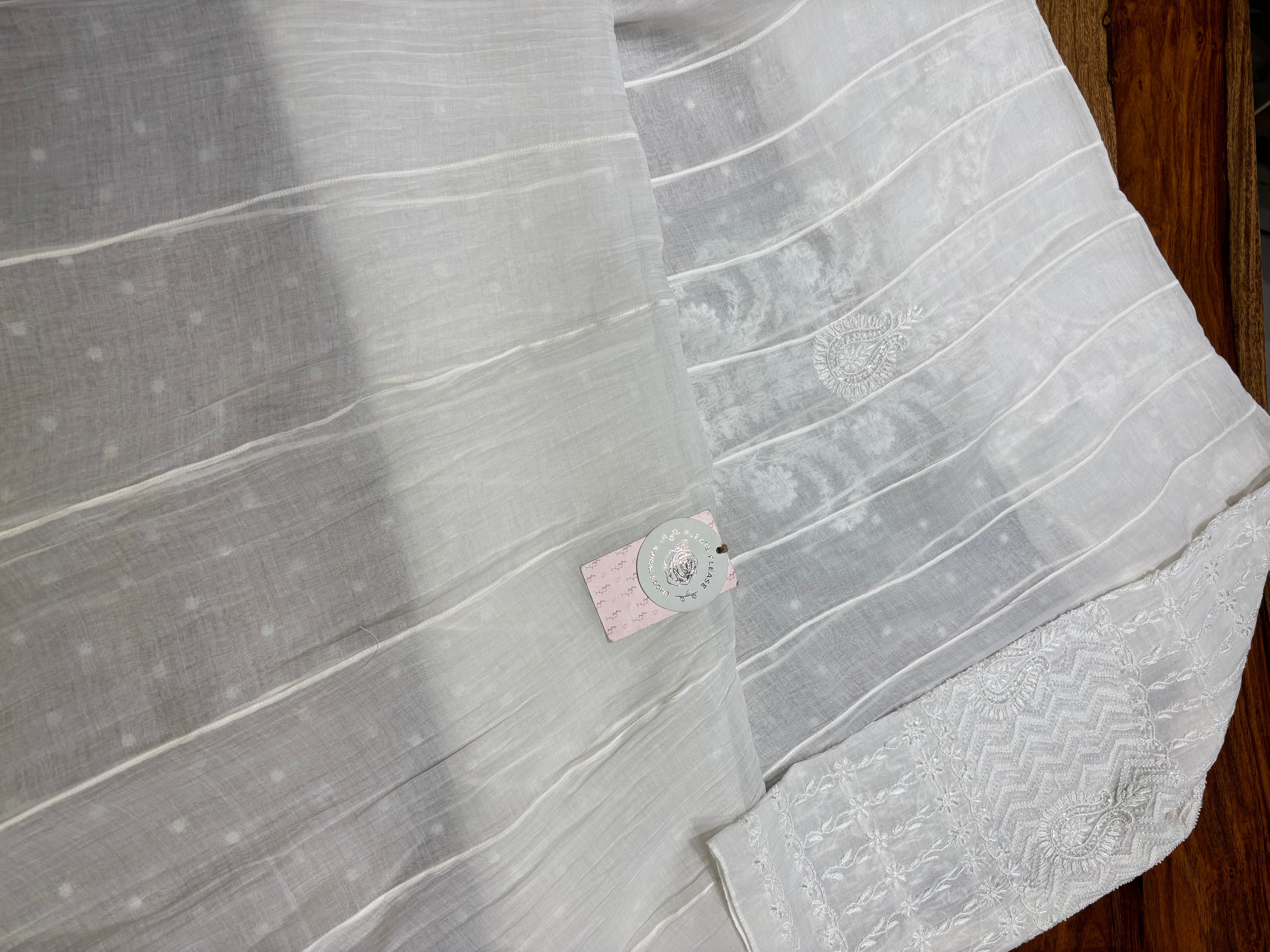 Dyeable Chanderi Mul Chikankari Anarkali & Dupatta Set
