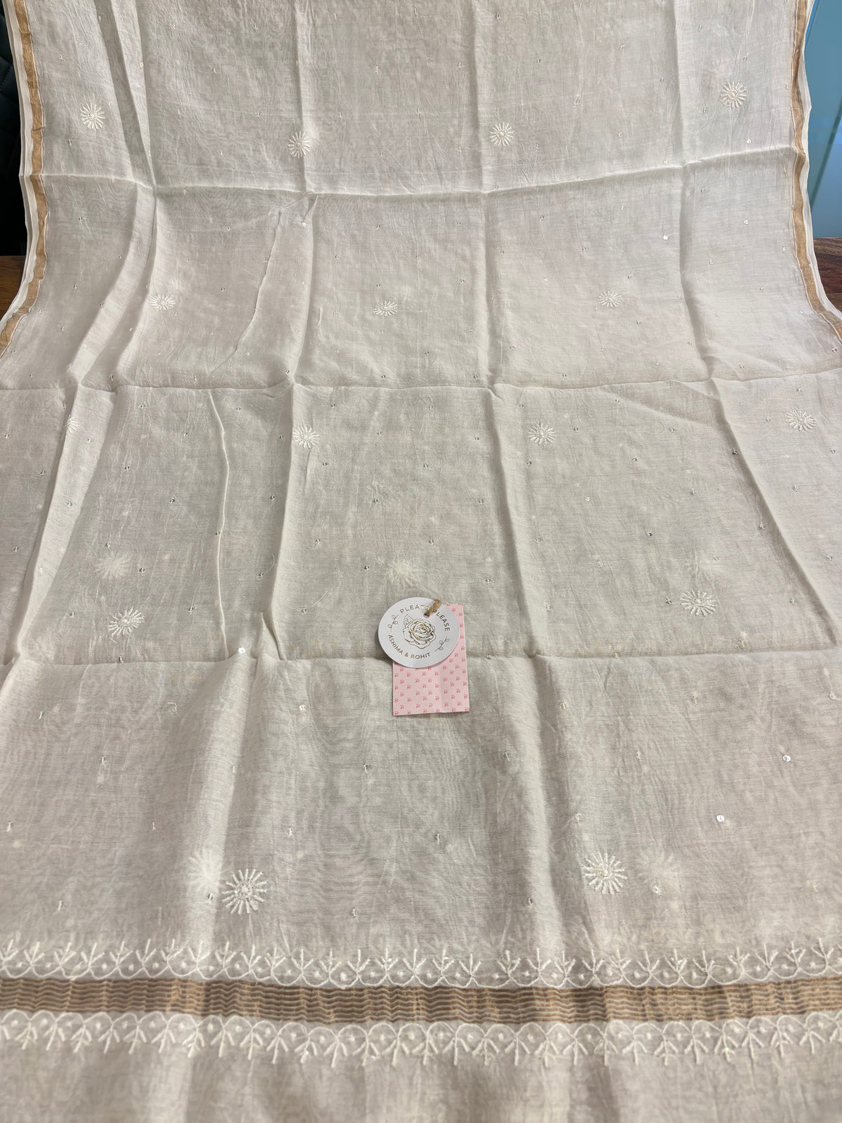 Dyeable Chanderi Silk Chikankari Kurta & Dupatta