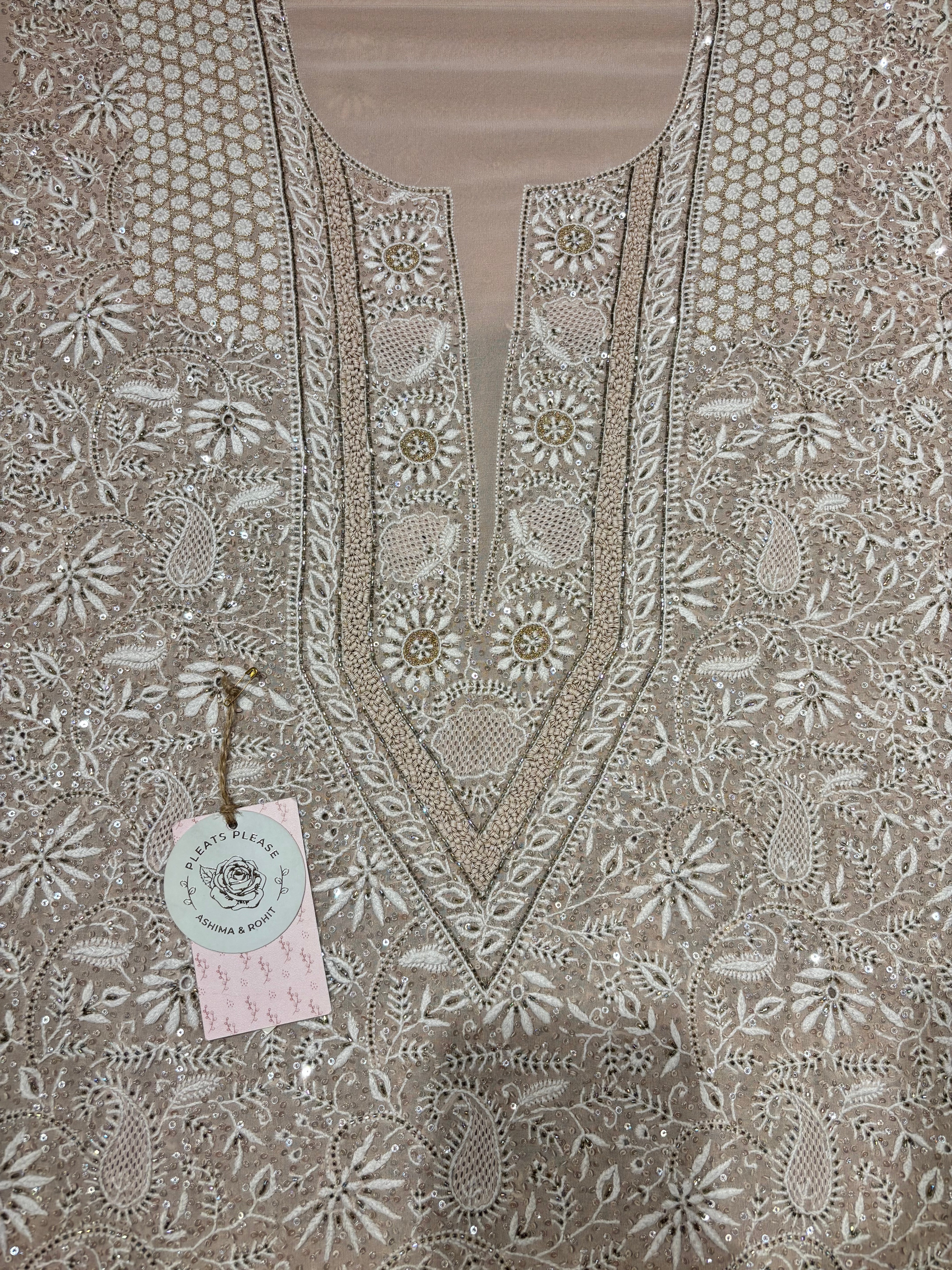 Nude Rose Pure And Premium Georgette Kurta And Dupatta Fabric