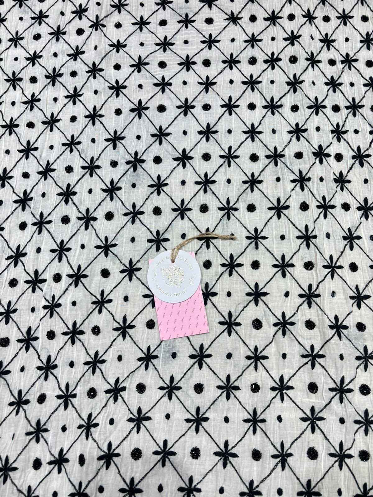Dyeable Black & White Chanderi Mul Chikankari Kurta & Dupatta