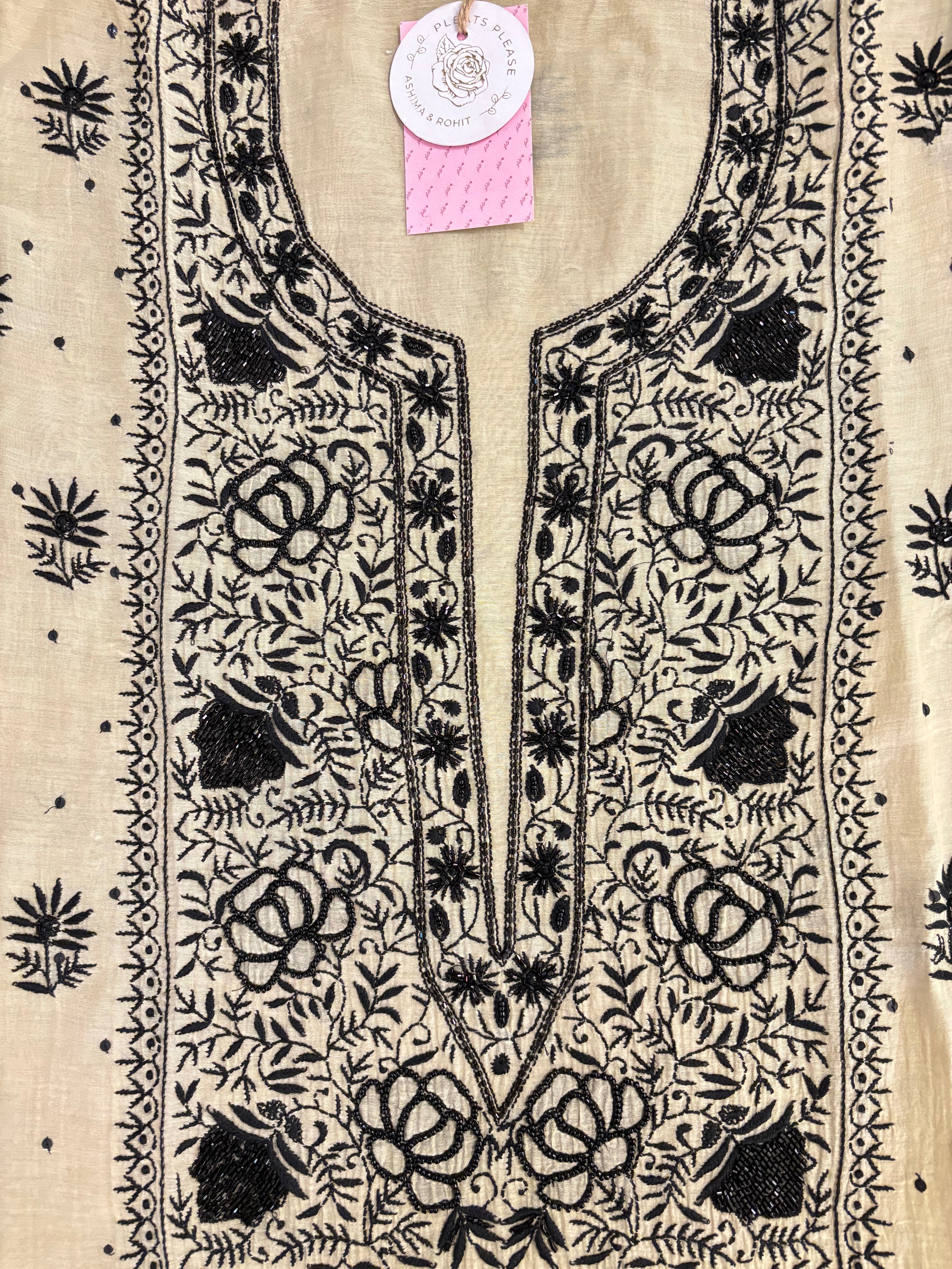 Soft Ivory Pure Chanderi Chikankari Kurta & Dupatta