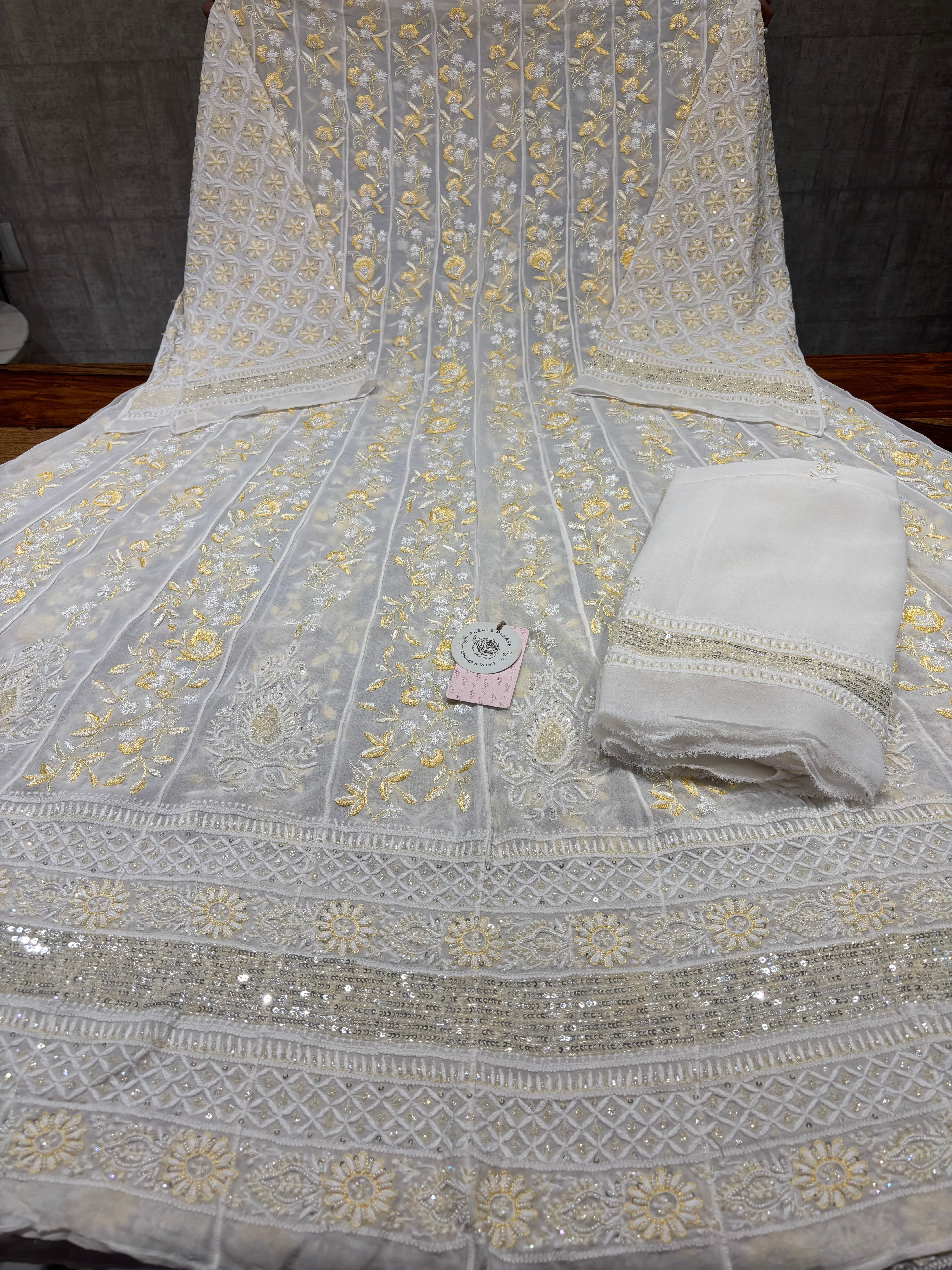 Dyeable Pure & Premium Georgette Chikankari Anarkali & Dupatta Set