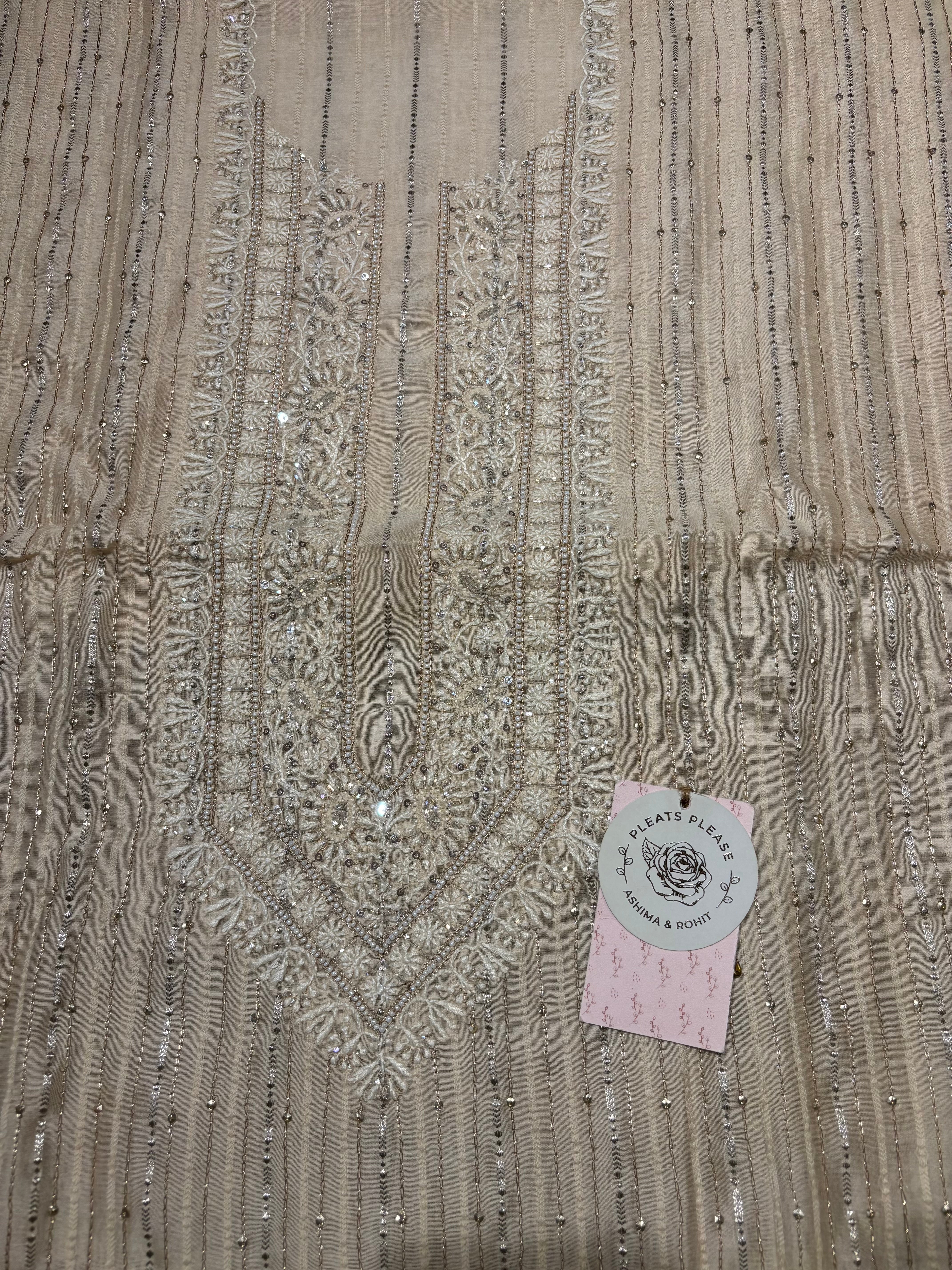 Coffee Cream Chanderi Silk Chikankari Men’s Kurta