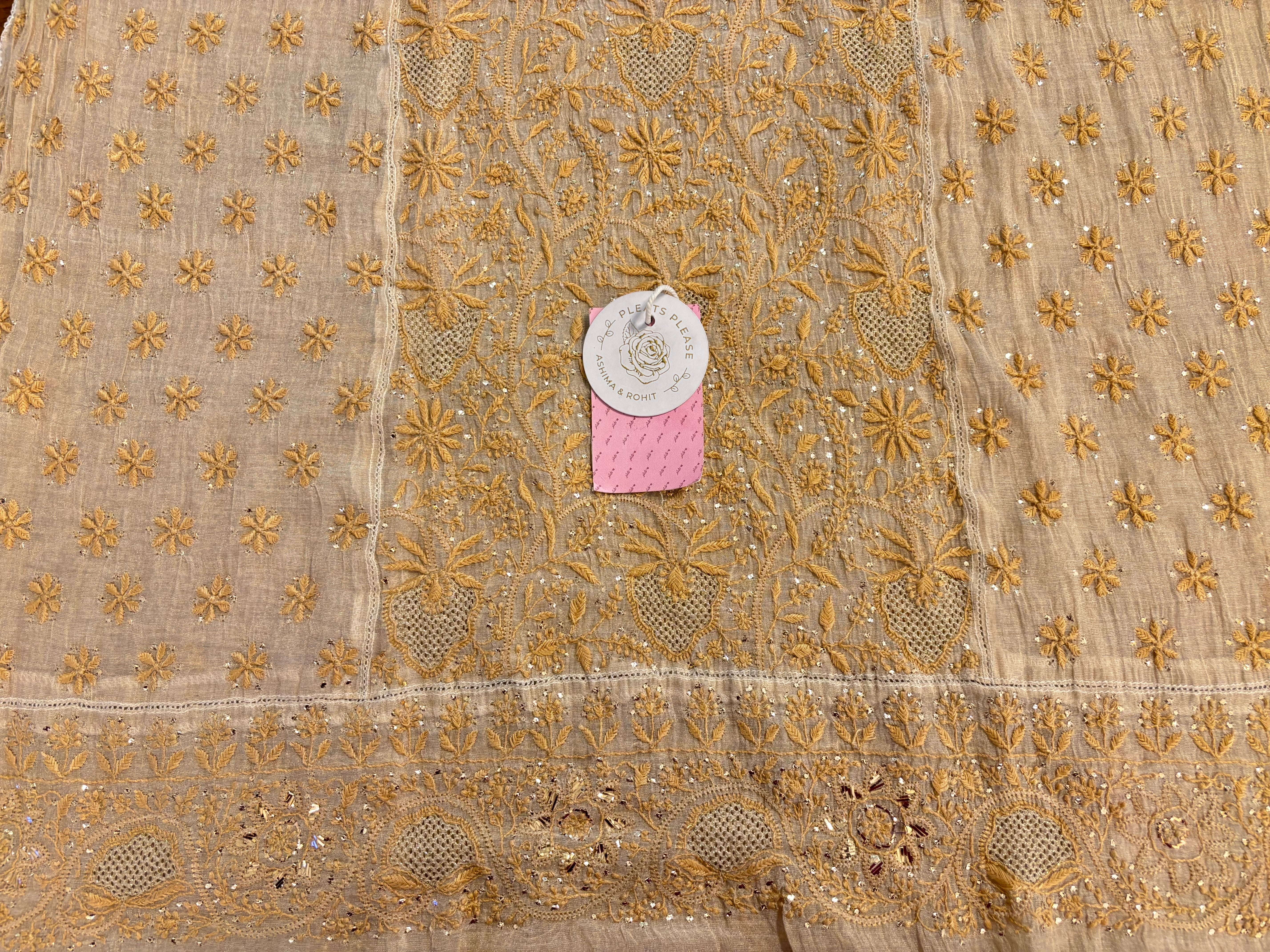 Dyeable Pure & Premium Tissue Chikankari & Mukaish Kurta & Dupatta