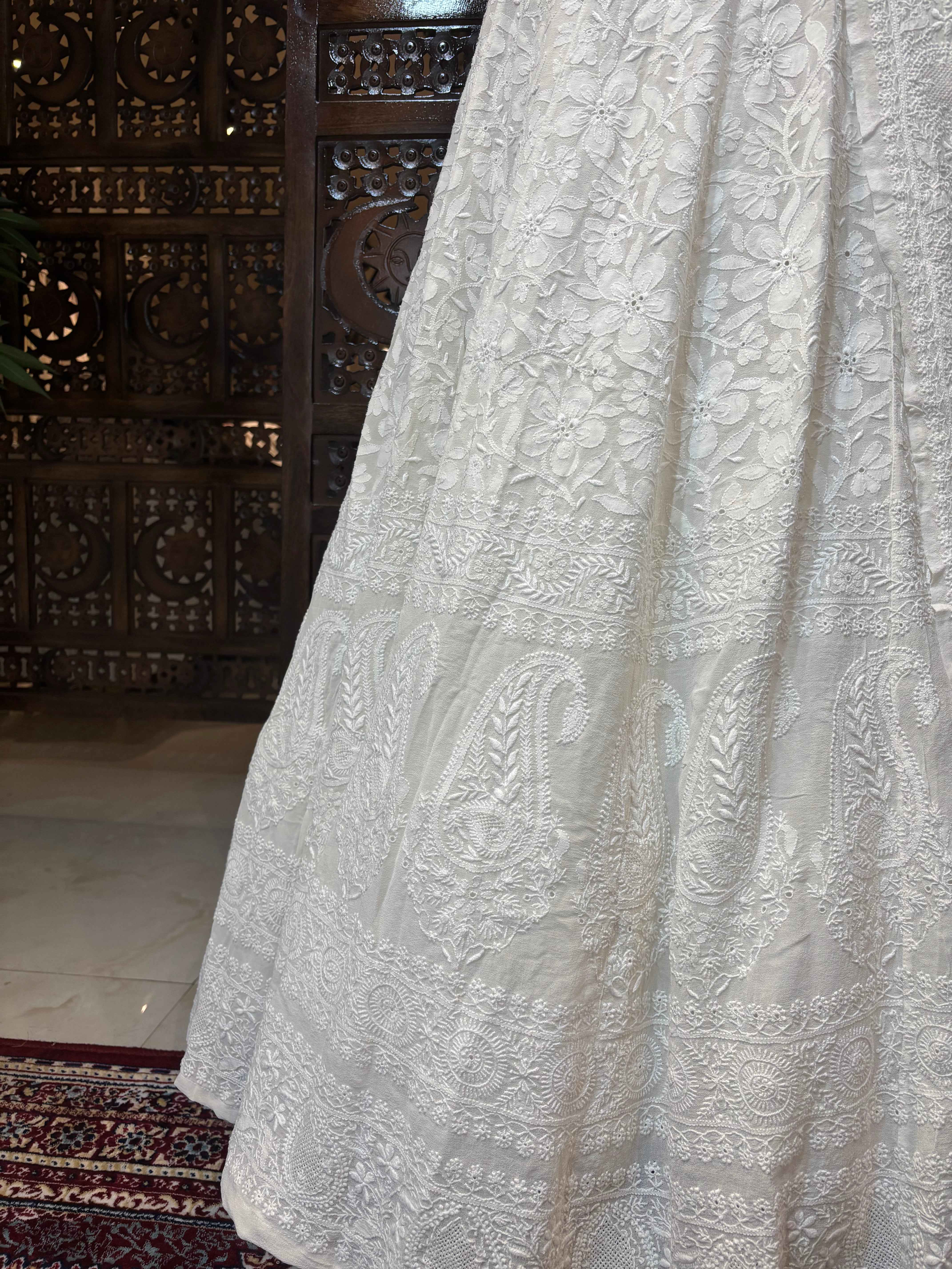 Ivory Chikankari Lehenga Set - Pleats PleaseChikankari