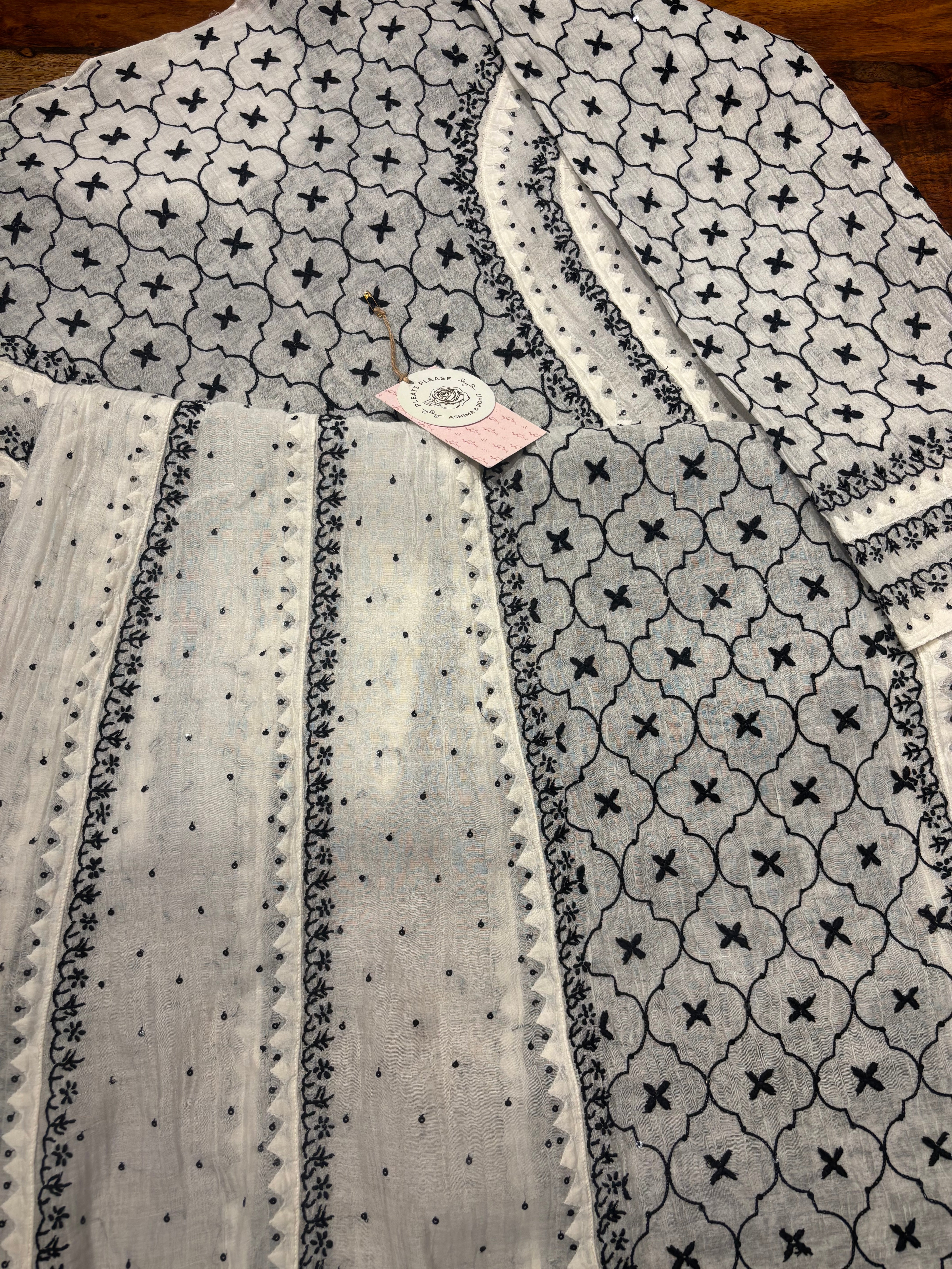 Dyeable Chanderi Mul Chikankari Anarkali and Dupatta set
