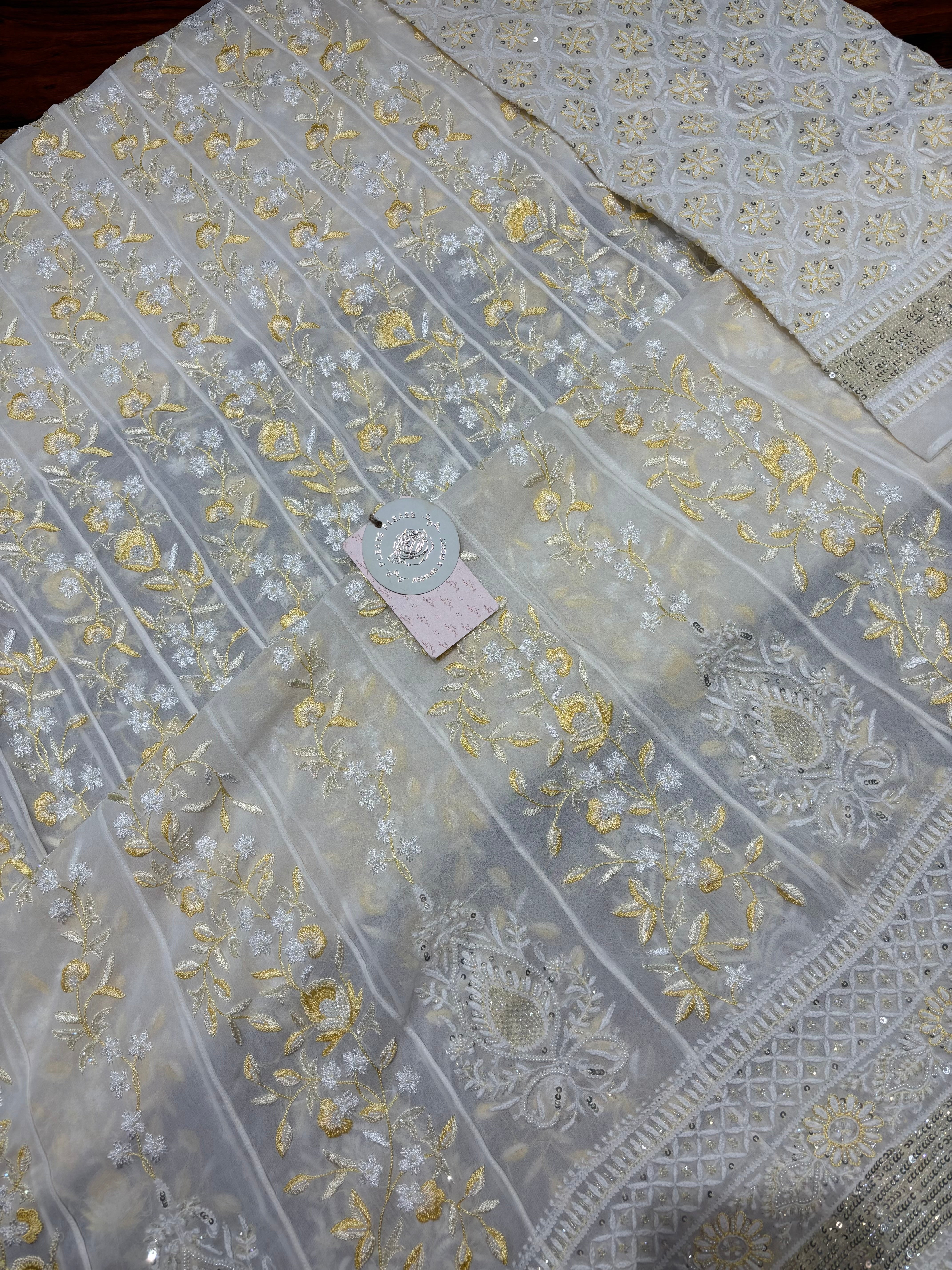 Dyeable Pure & Premium Georgette Chikankari Anarkali & Dupatta Set