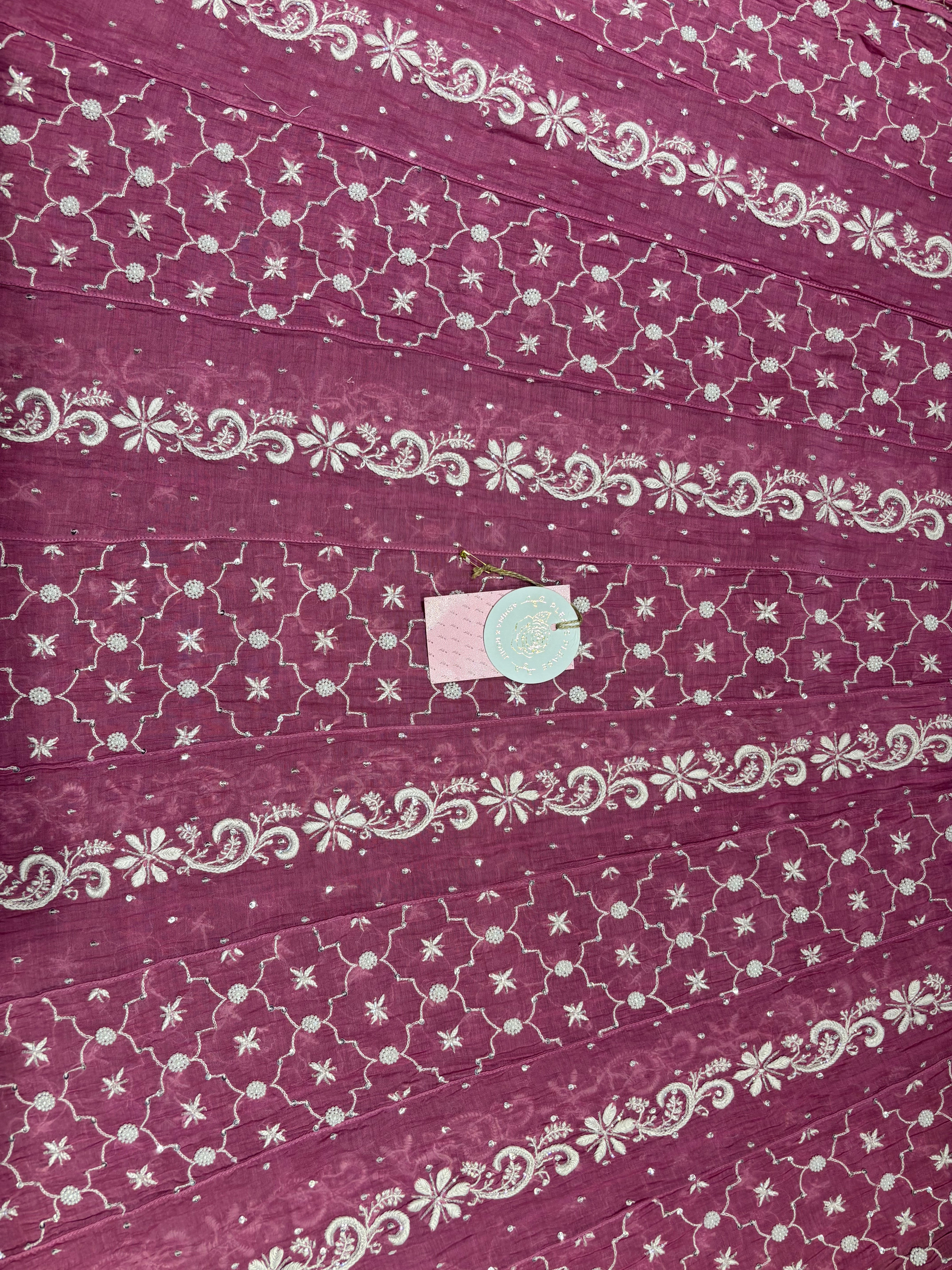 Rouge Pink Chanderi Mul Chikankari Anarkali & Dupatta Set