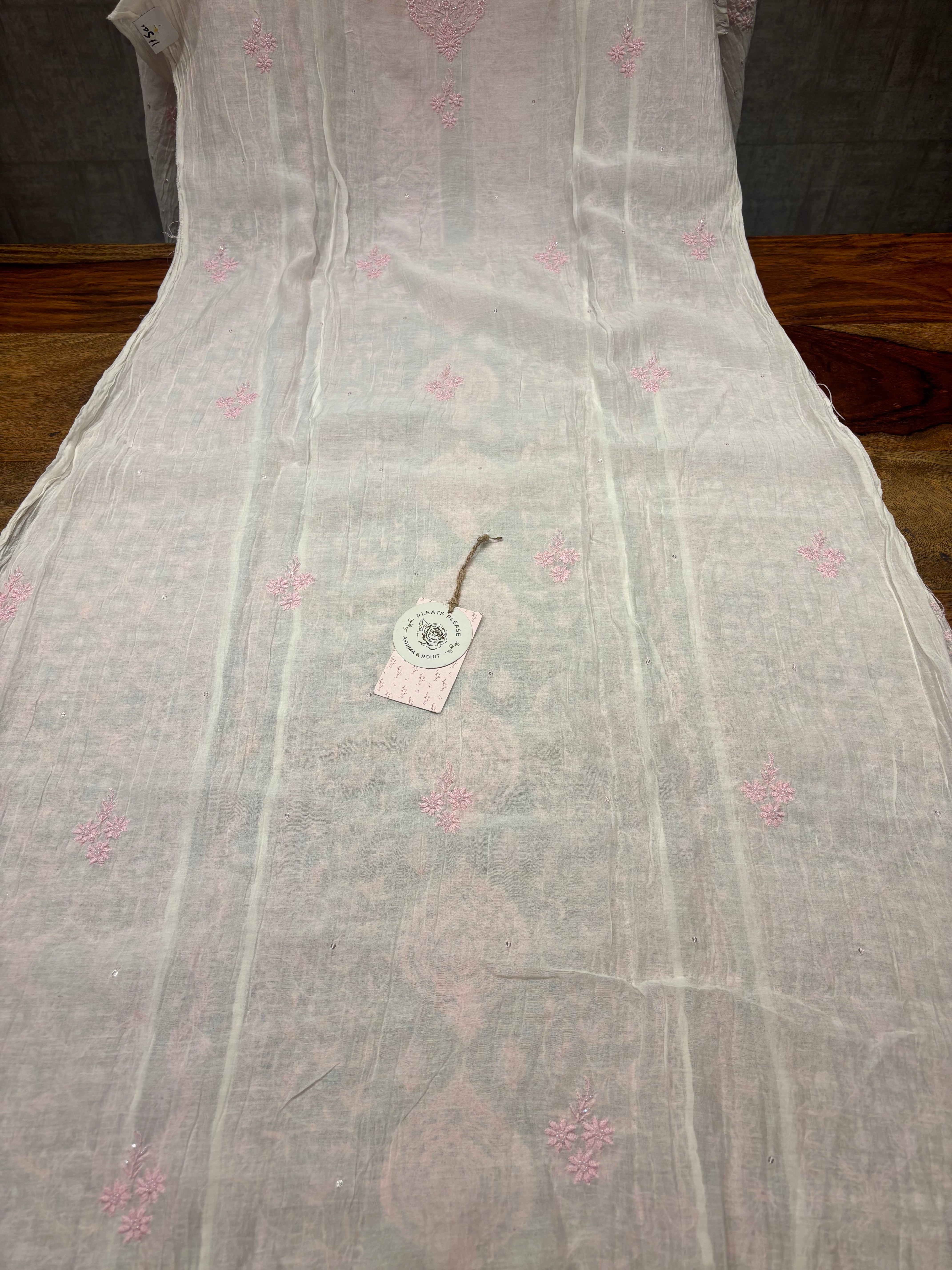 Dyeable Chanderi Mul Chikankari Kurta and Dupatta set