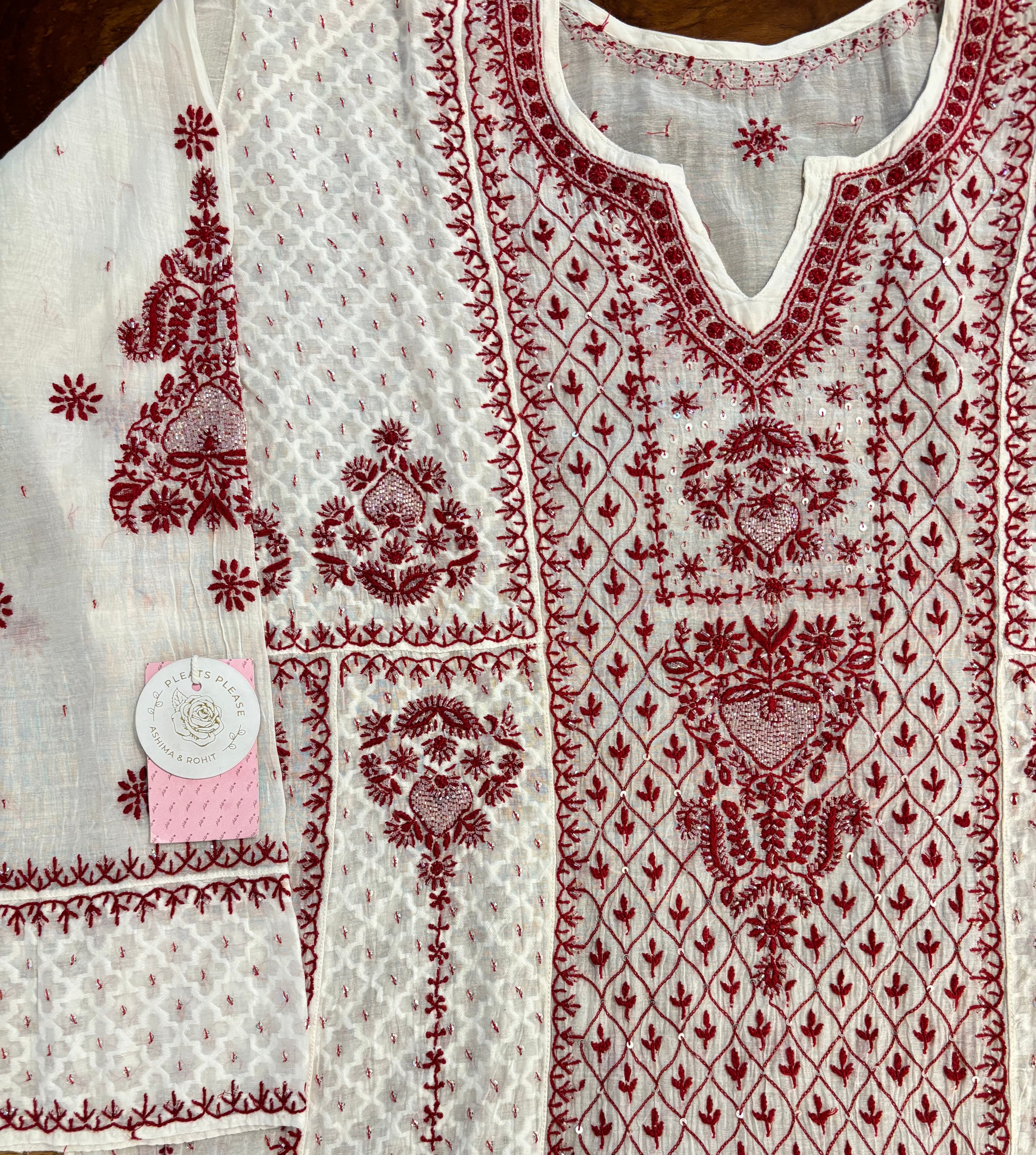 Dyeable Pure Chanderi Chikankari Anarkali & Dupatta Set
