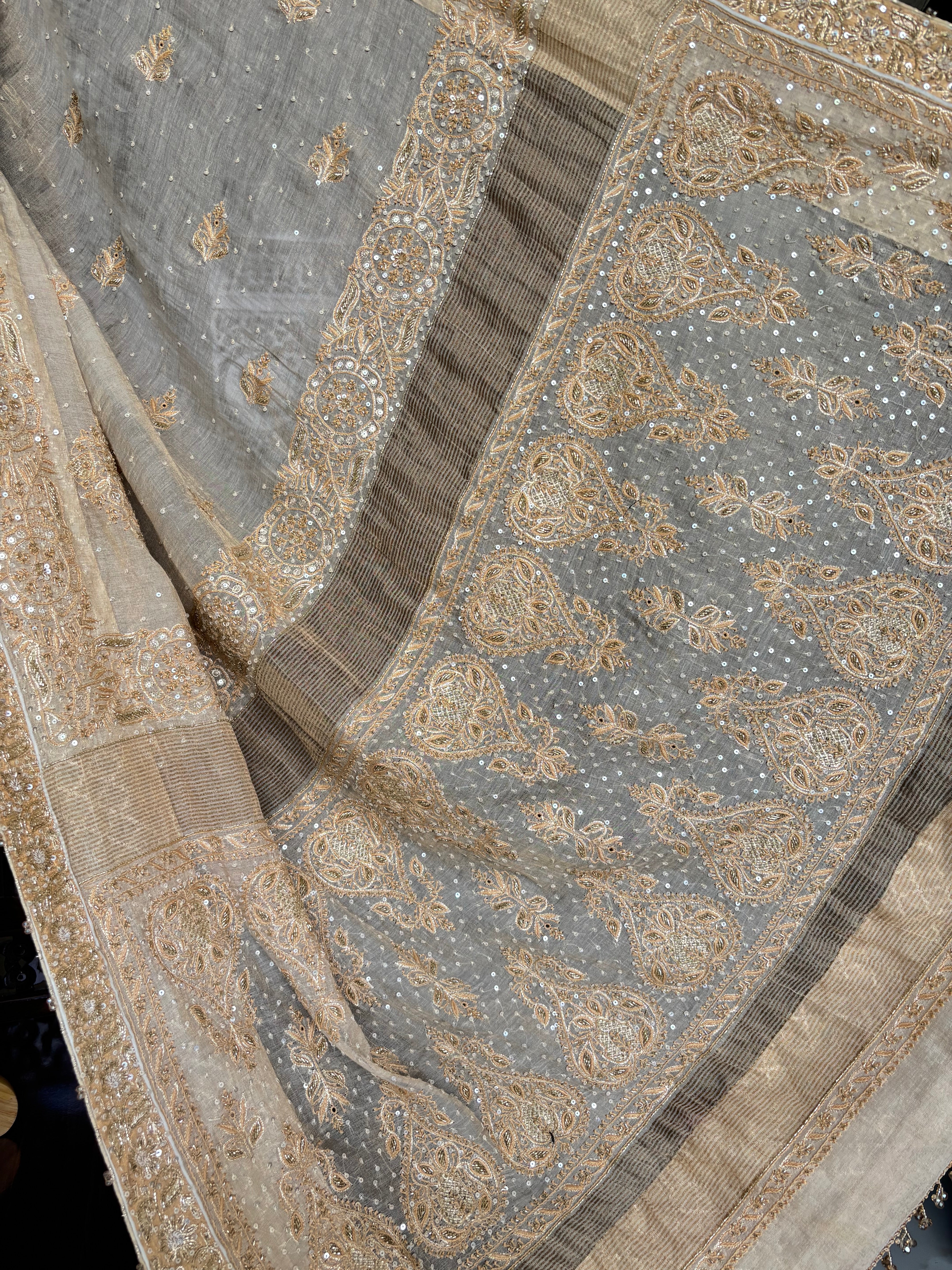 Dyeable Pure & Premium Tissue Chikankari Saree
