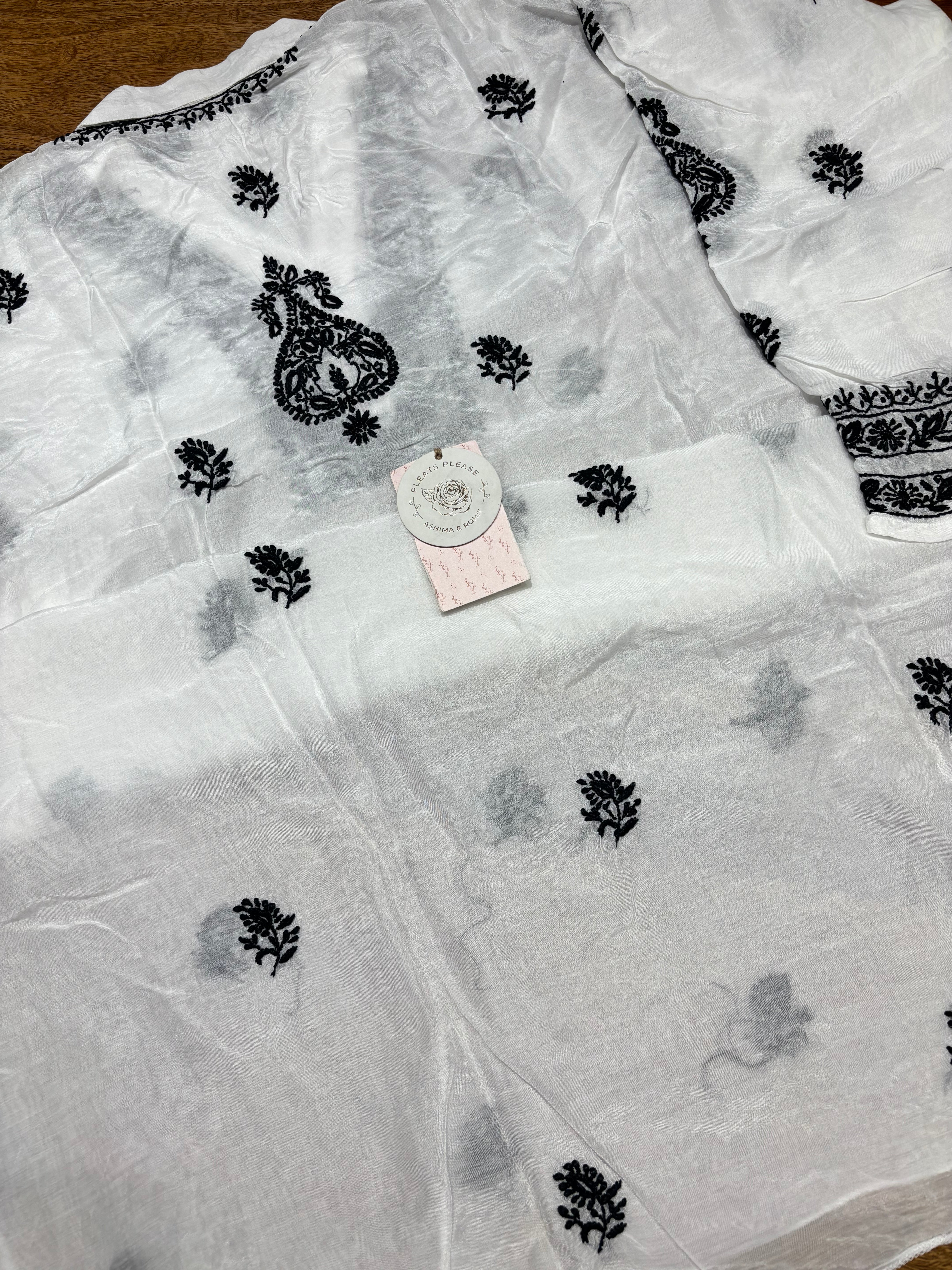 Dyeable Muslin Silk Chikankari Co-ord Set - Pleats PleaseChikankari