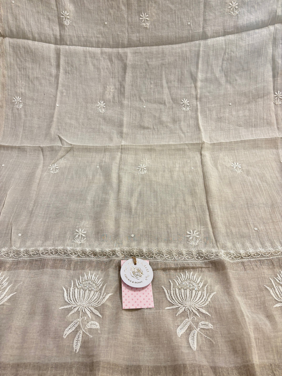 Dyeable Silver Tissue Chikankari Anarkali & Dupatta