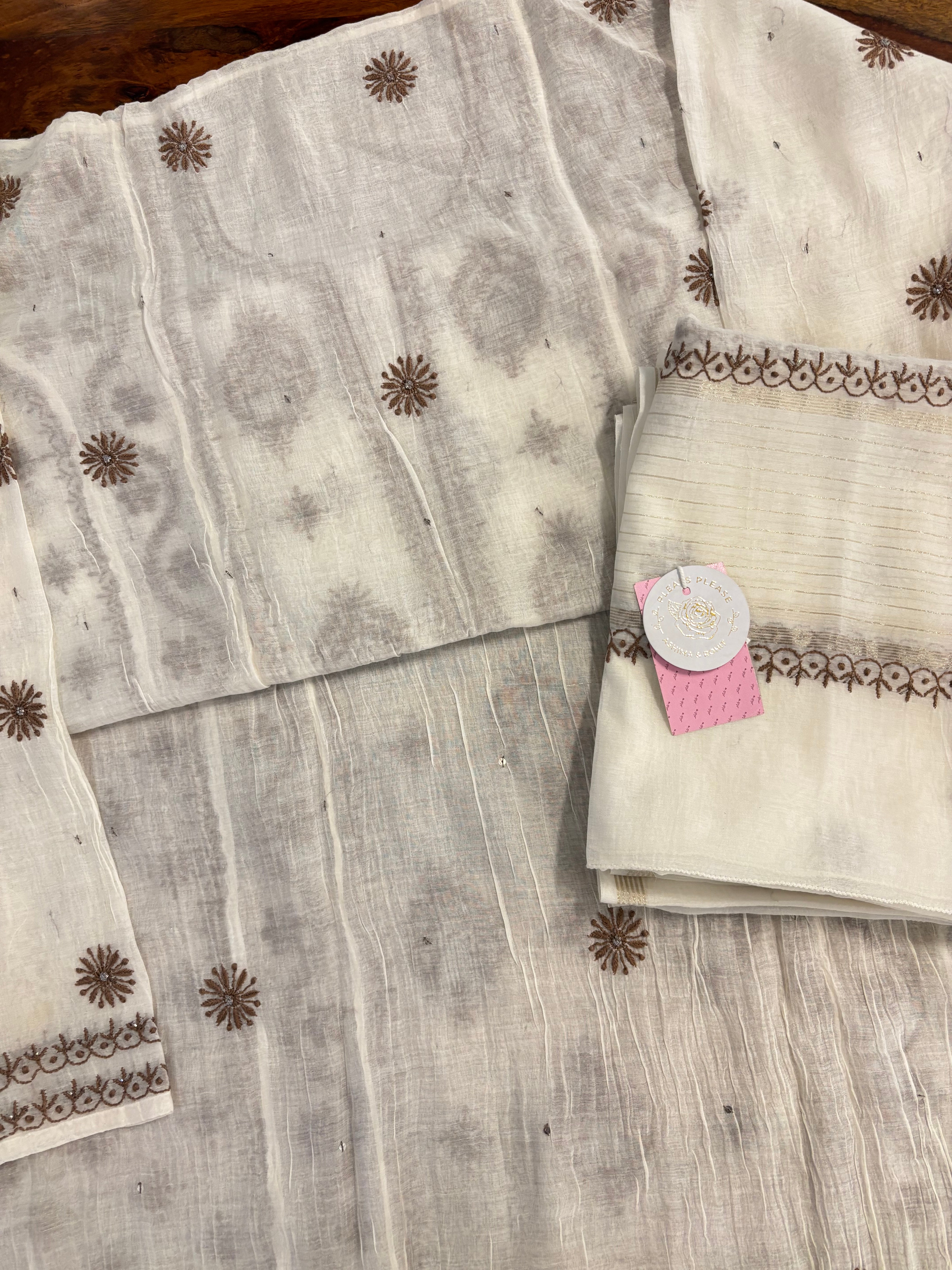 Dyeable Chanderi Chikankari Kurta & Dupatta