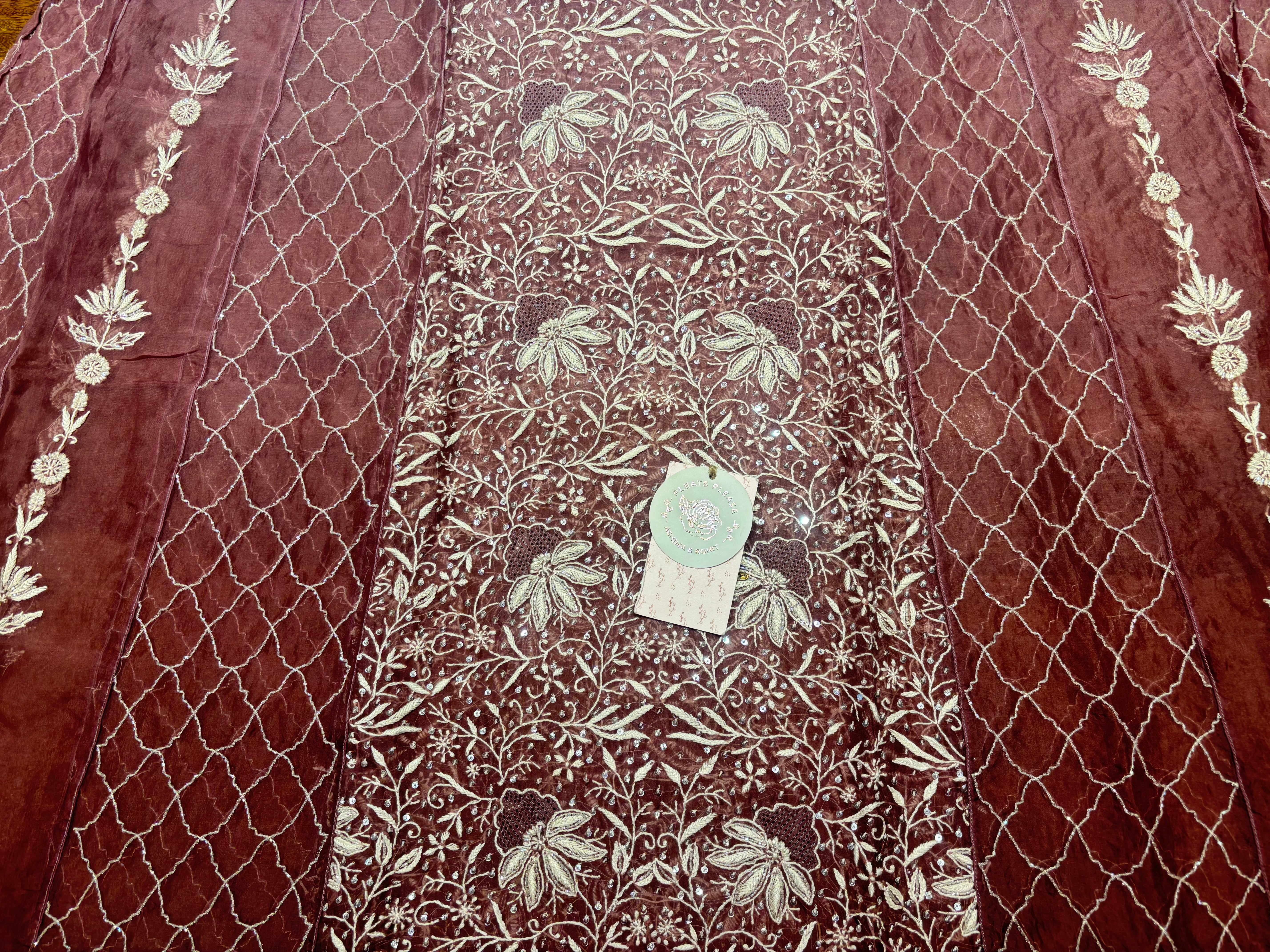 Garnet Ombre Pure & Premium Organza Anarkali & Dupatta Set