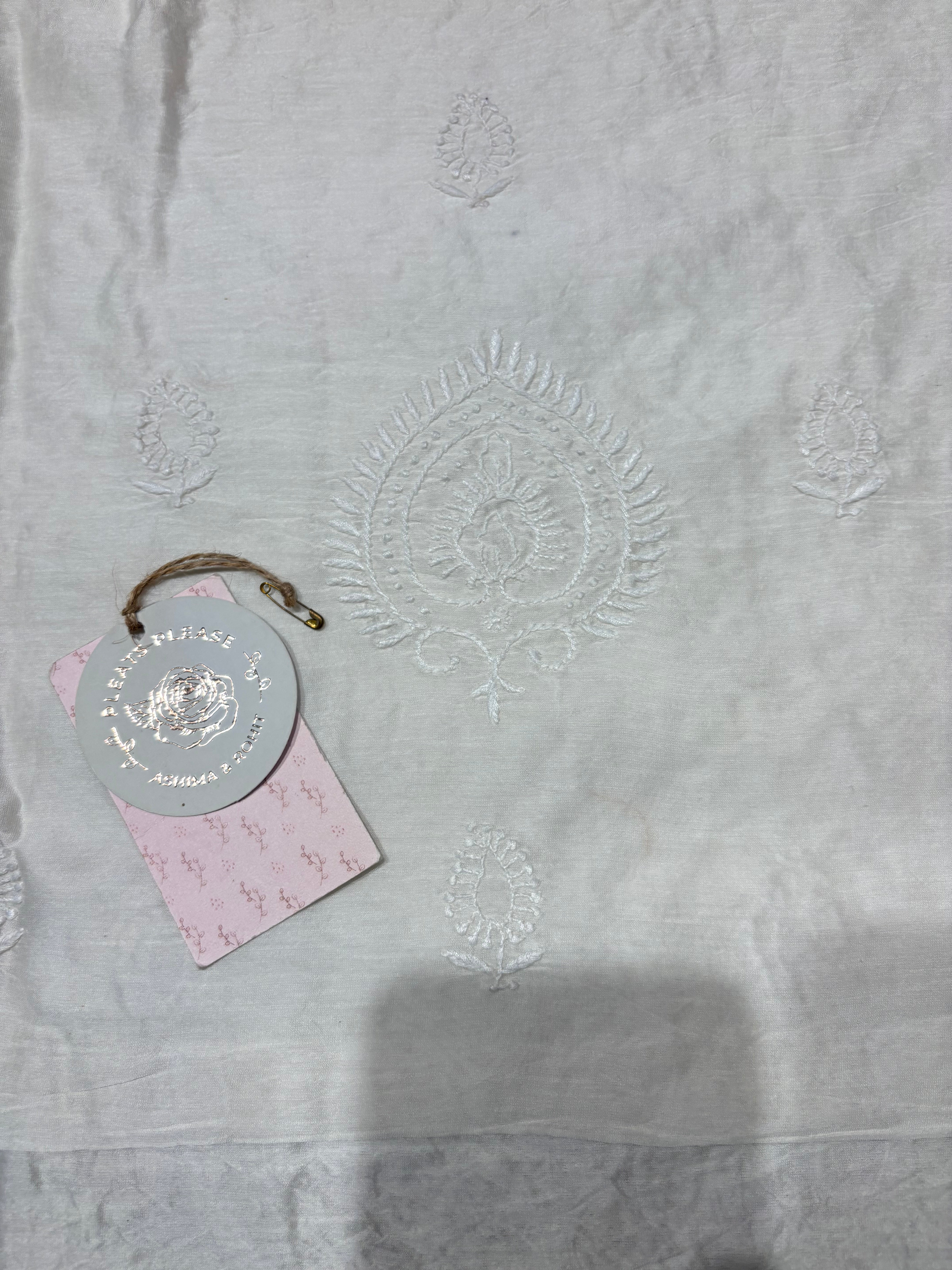 Dyeable Chanderi Silk Chikankari Men’s Kurta Fabric