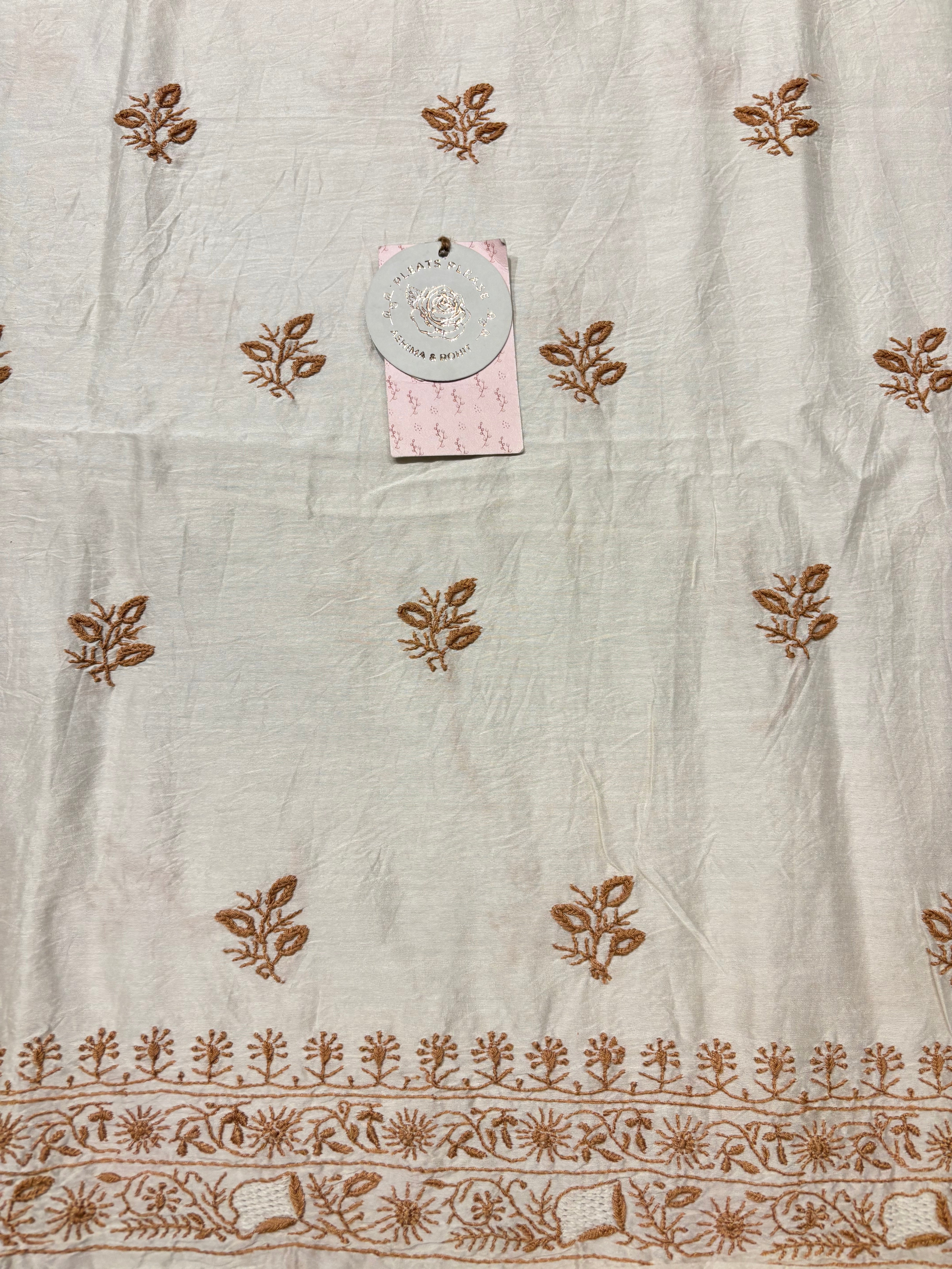 Dyeable Chanderi Silk Chikankari Men’s Kurta