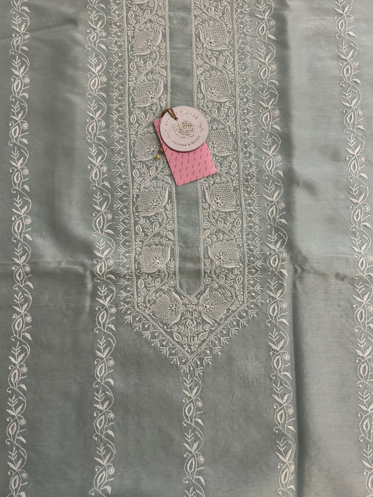 Mint Green Chanderi Silk Chikankari Men’s Kurta