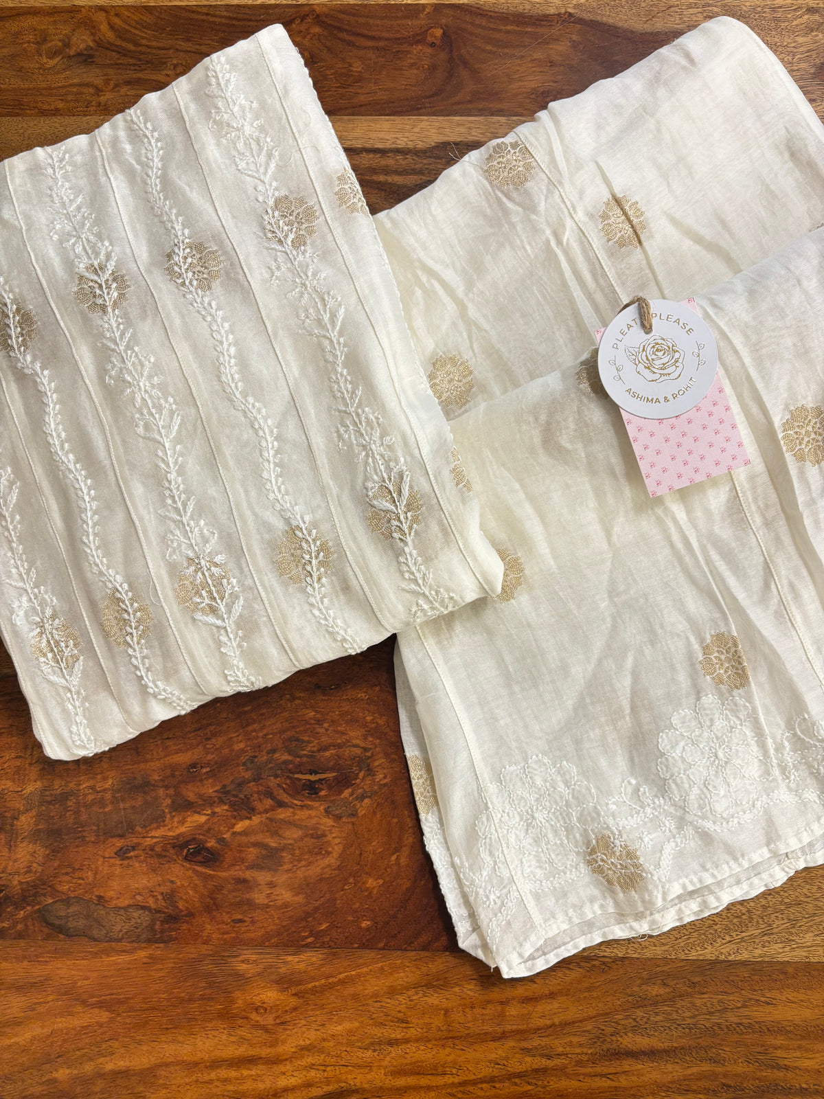 Dyeable Chanderi Silk Chikankari Flared Co-Ord Set