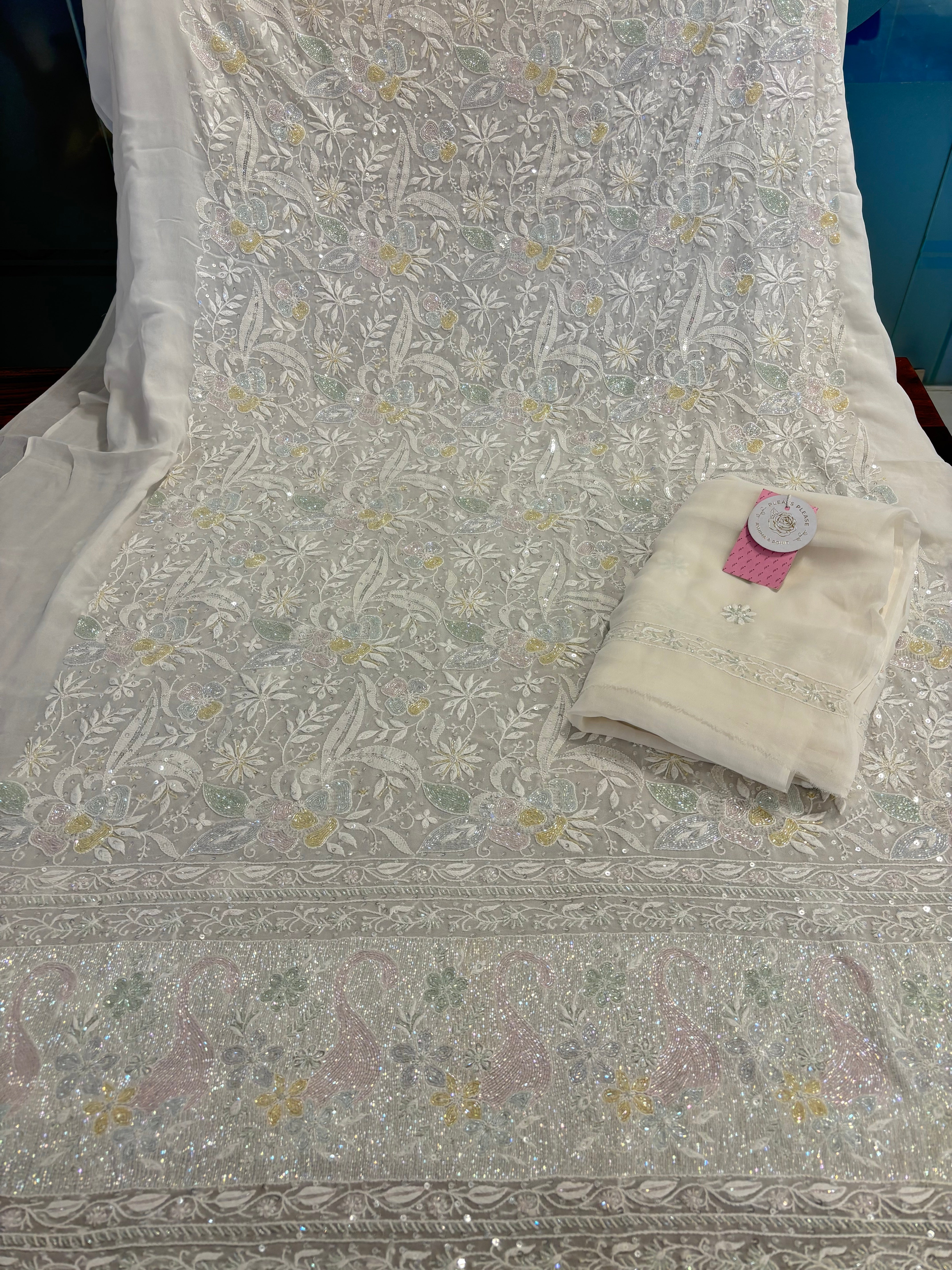 Dyeable Pure & Premium Georgette Chikankari Kurta & Dupatta