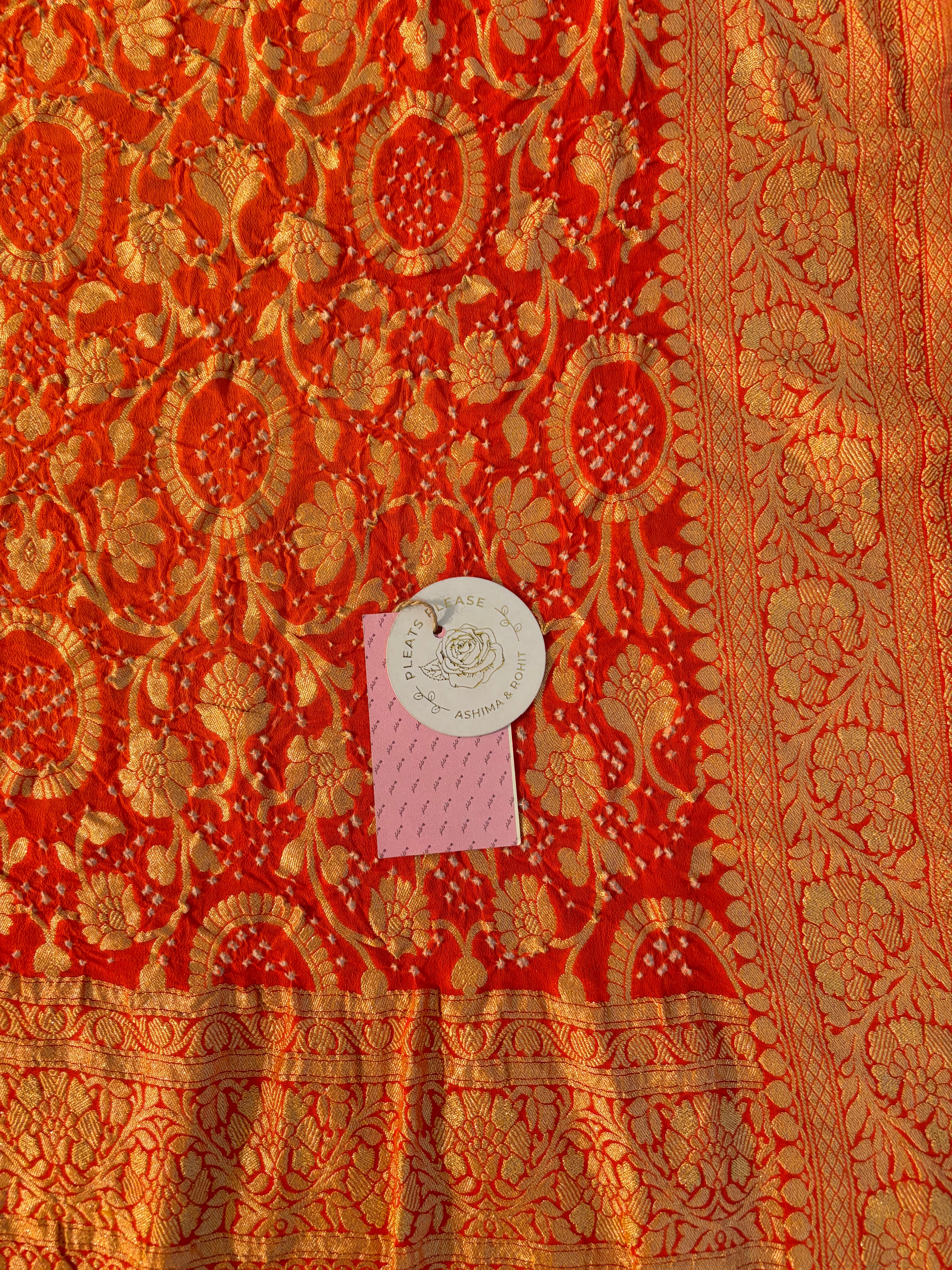 Burnt Orange Khaddi Georgette Neemzari Dupatta