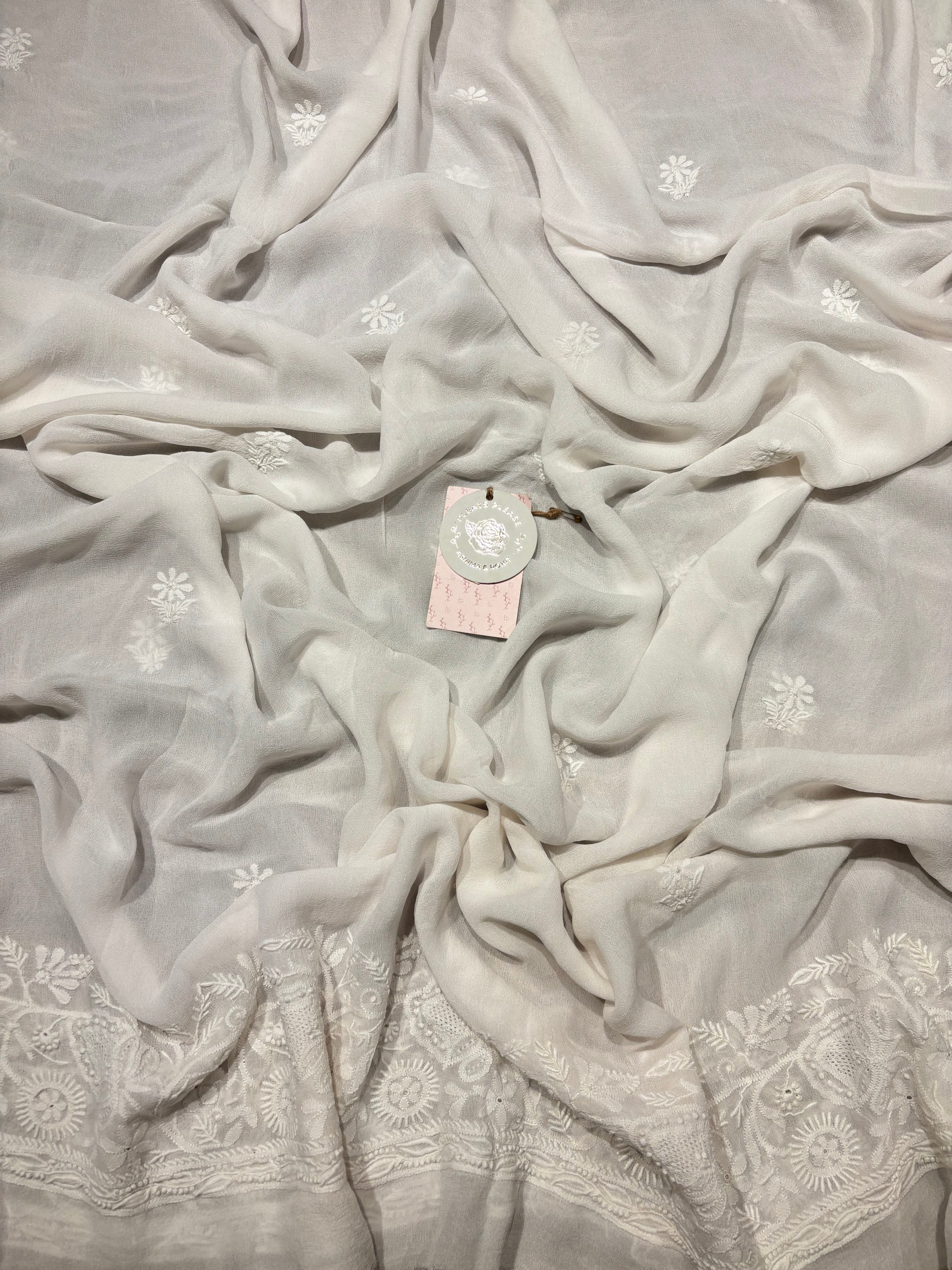 Dyeable Pure & Premium Georgette Chikankari Kurta & Dupatta Fabric