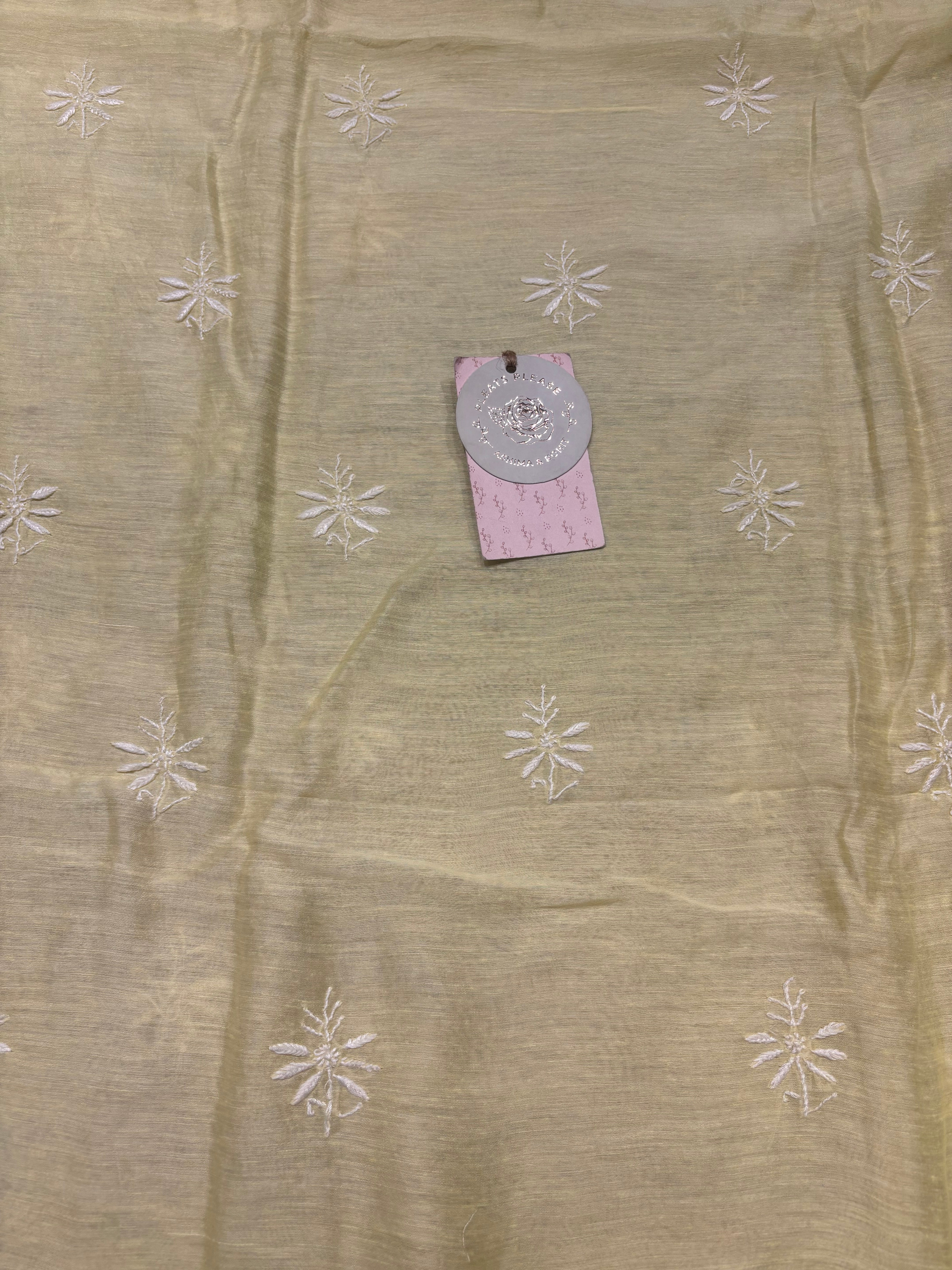 Lemon Yellow Linen Chikankari Men’s Kurta Fabric