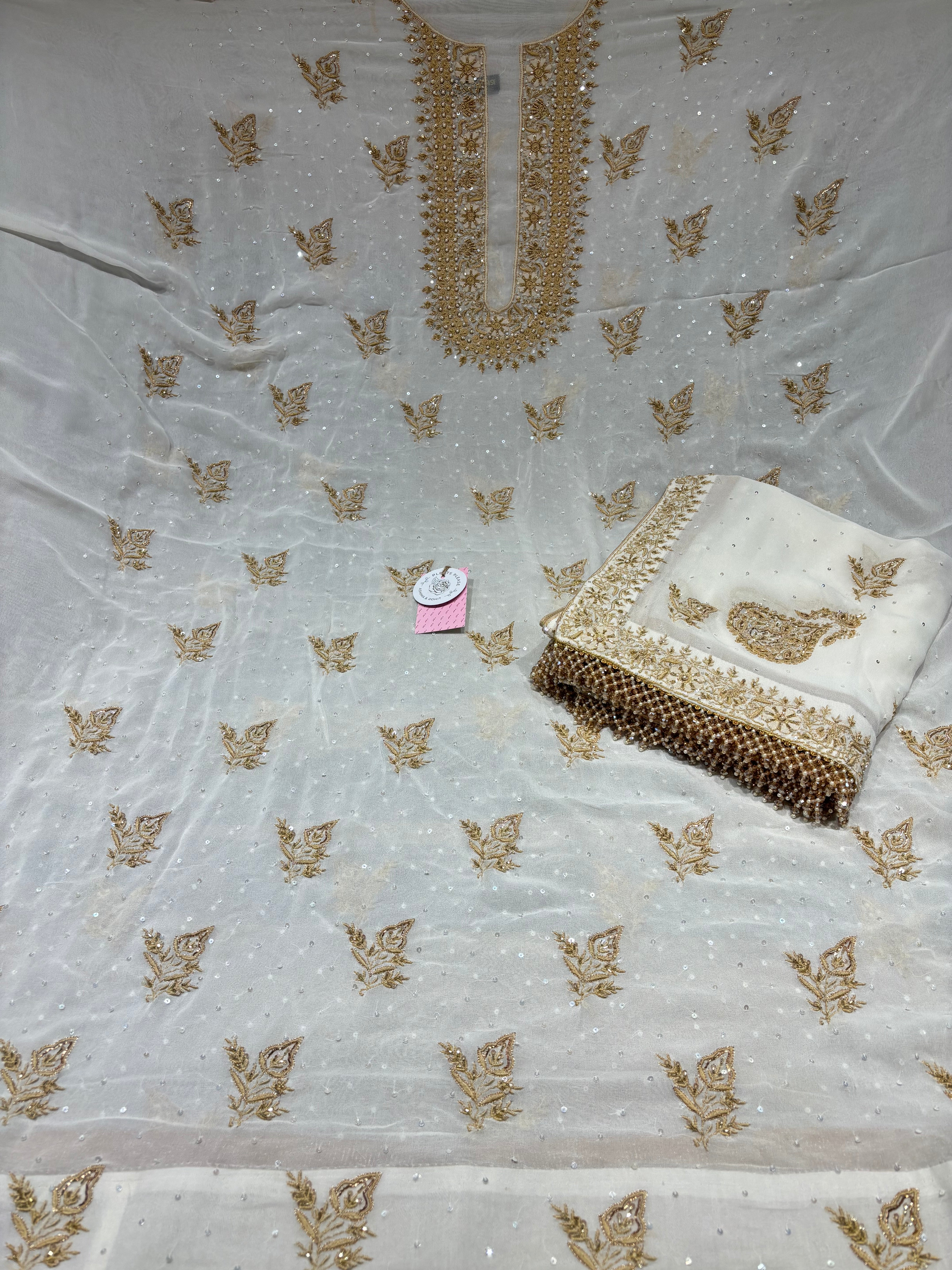 Dyeable Pure & Premium Georgette Chikankari Kurta & Dupatta Fabric